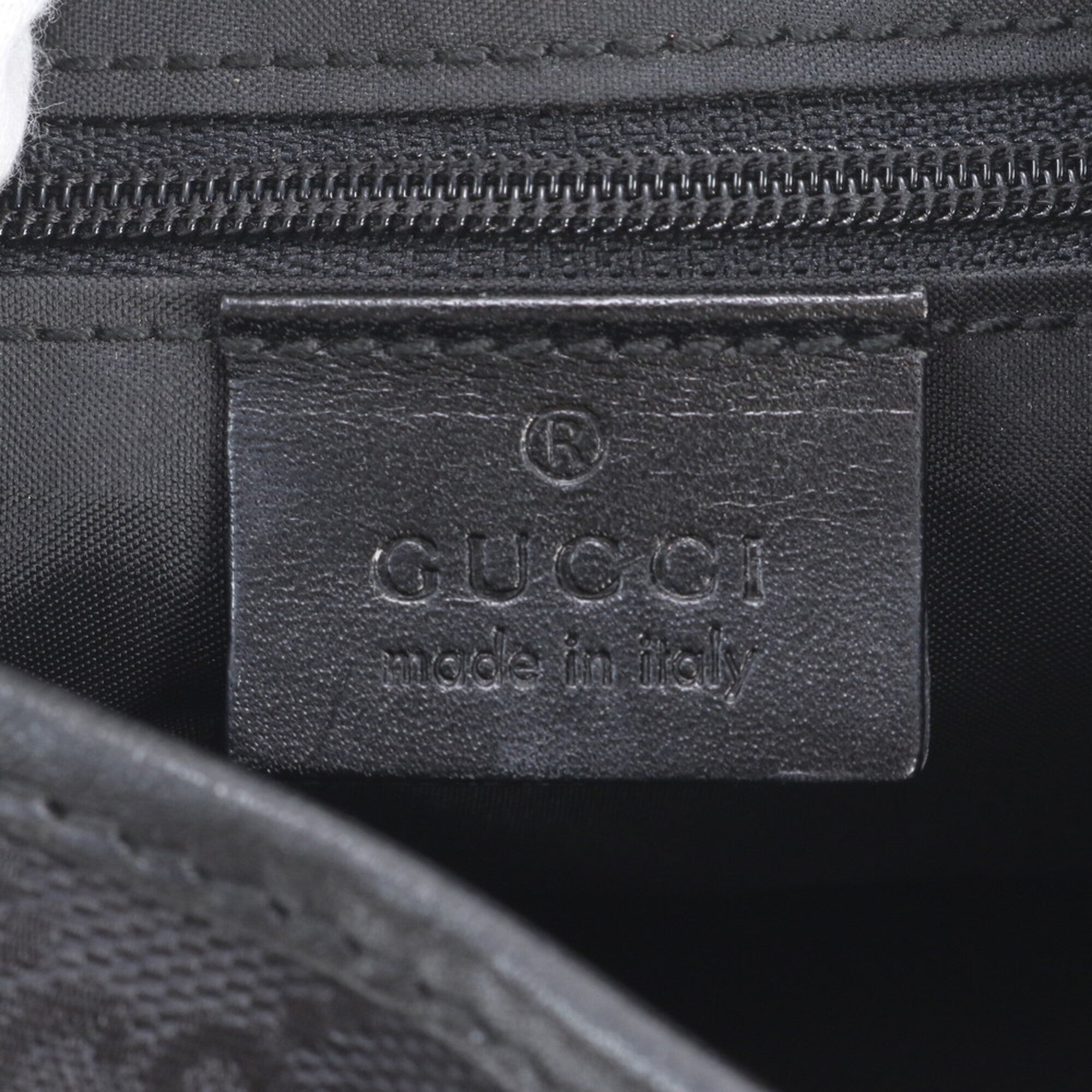 Gucci Black Leather Canvas Shoulder Bag Tote Bag (Pre-Owned)