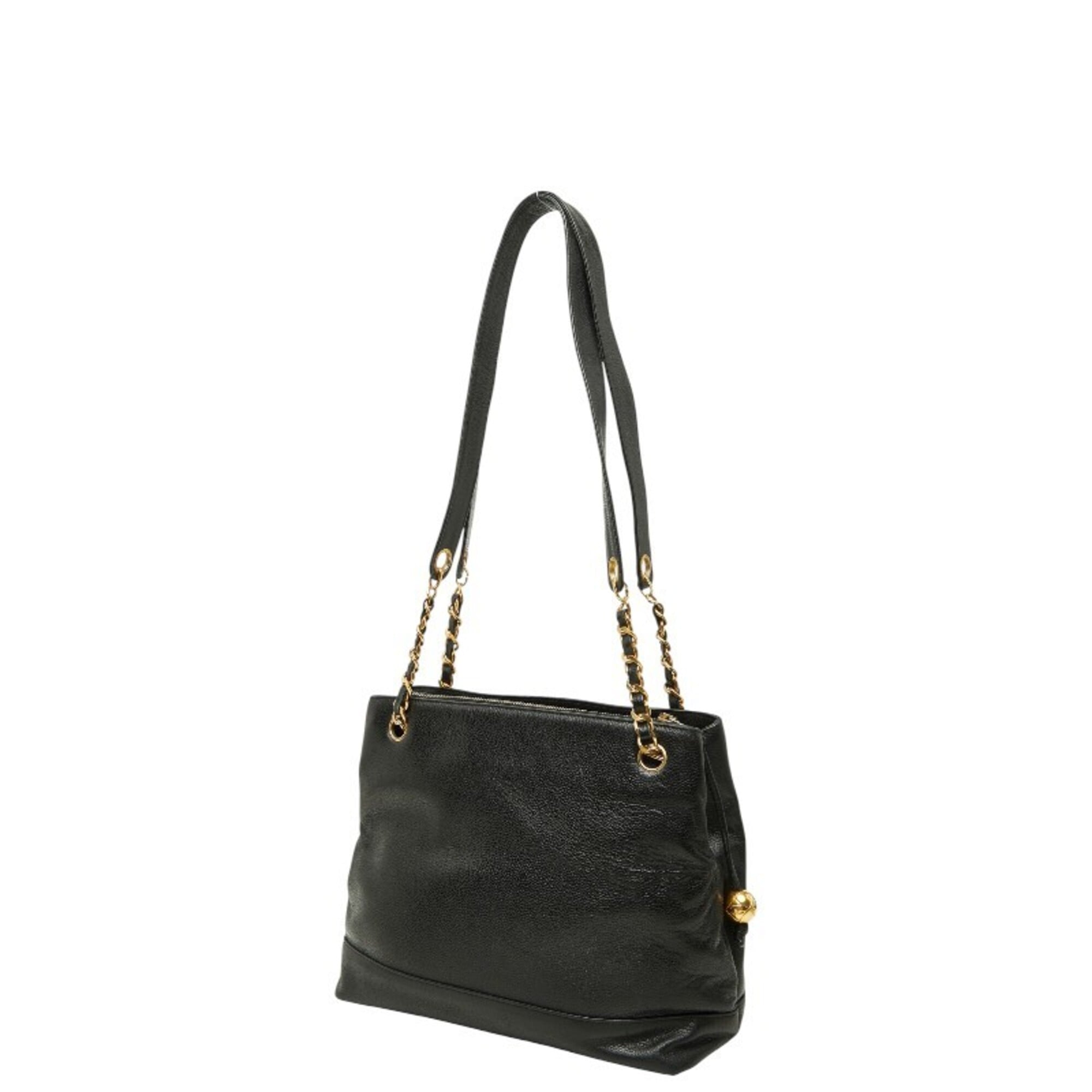 Chanel Black Grained Calfskin Shoulder Bag Tote Bag (Pre-Owned)