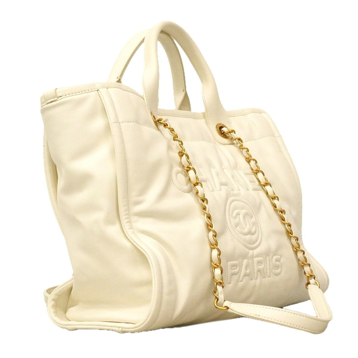 Chanel White Leather Tote Bag (Pre-Owned)