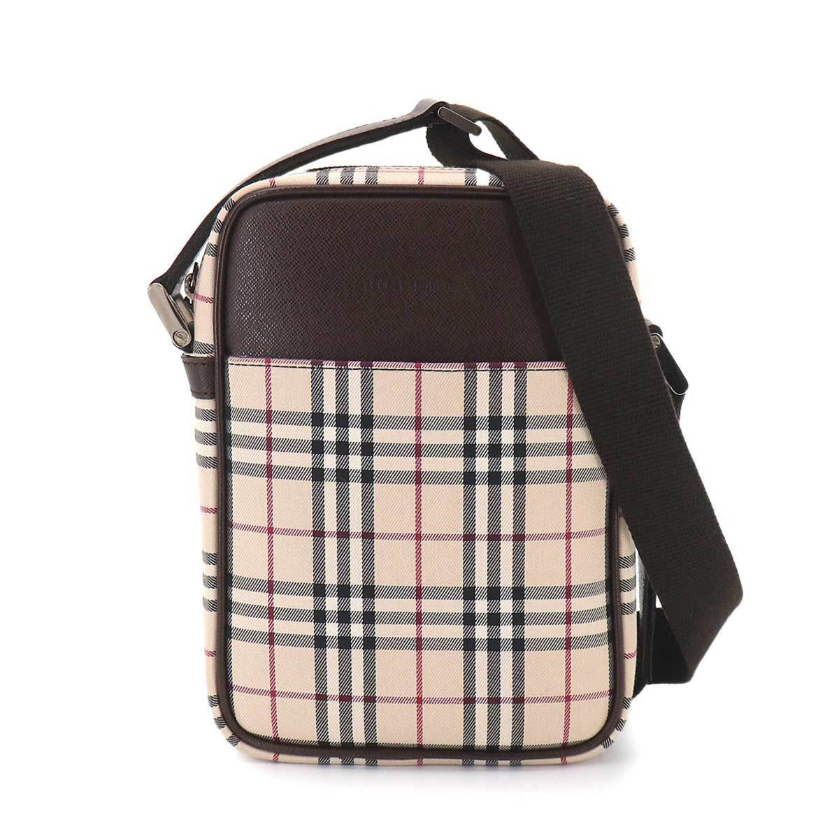 Burberry Beige Brown Canvas Leather Shoulder Bag (Pre-Owned)