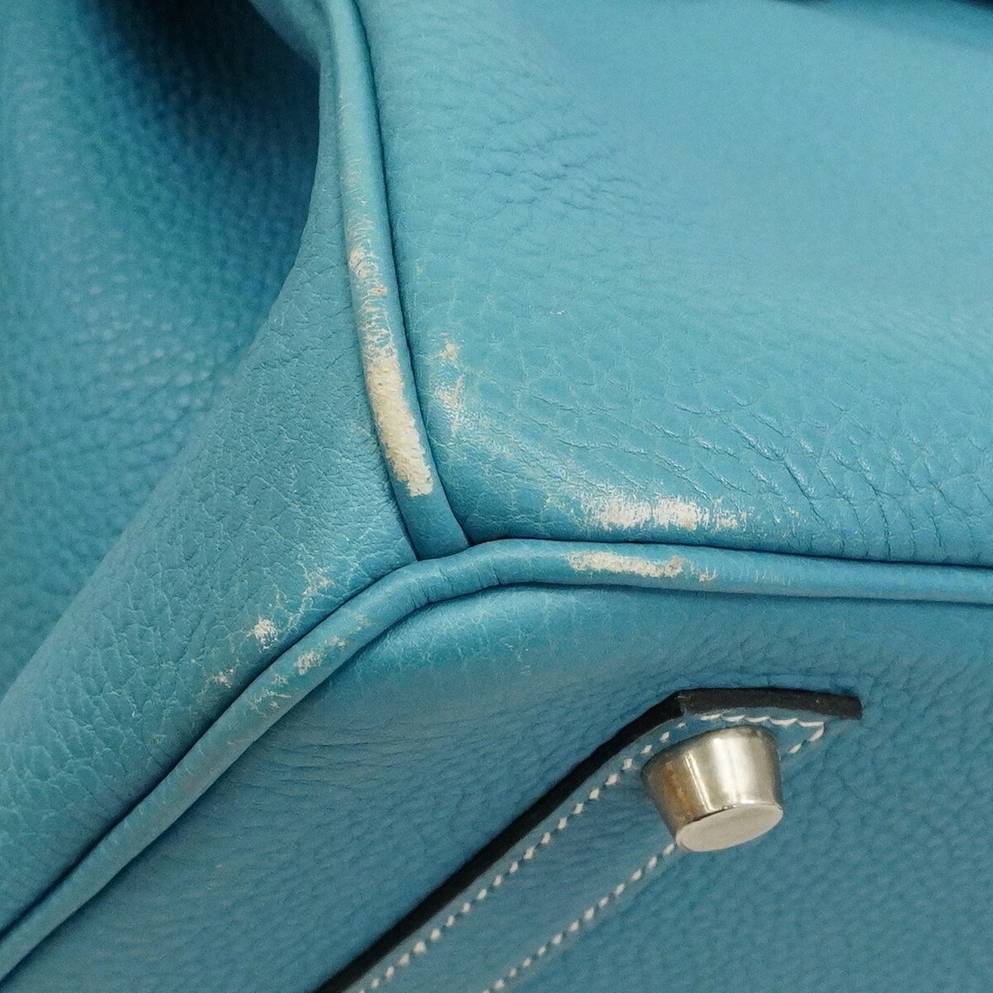 Hermes Blue Jean Togo Leather Handbag (Pre-Owned)
