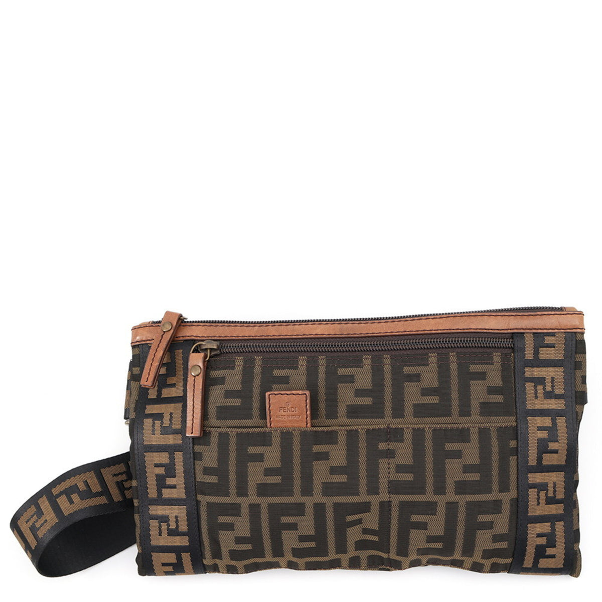 Fendi Brown Canvas Handbag Sling Bag (Pre-Owned)