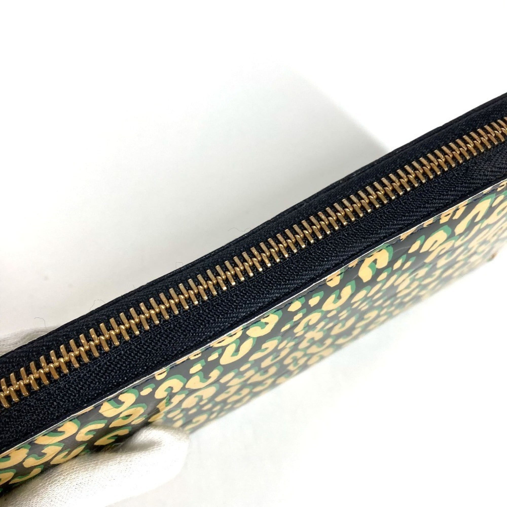 Louis Vuitton Black Green Patent Leather Long Wallet (Bi-Fold) (Pre-Owned)