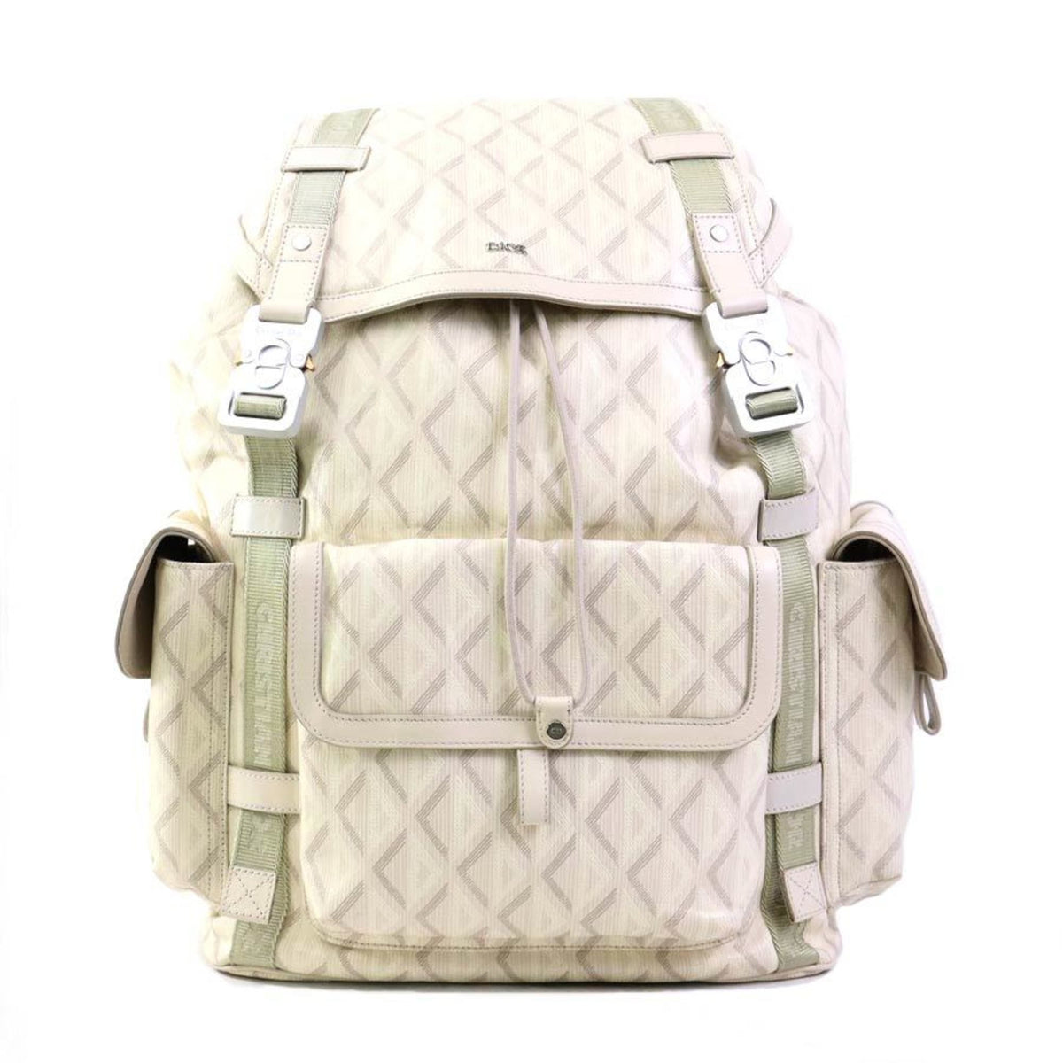 Christian Dior Light Beige Coated Canvas Leather Backpack (Pre-Owned)