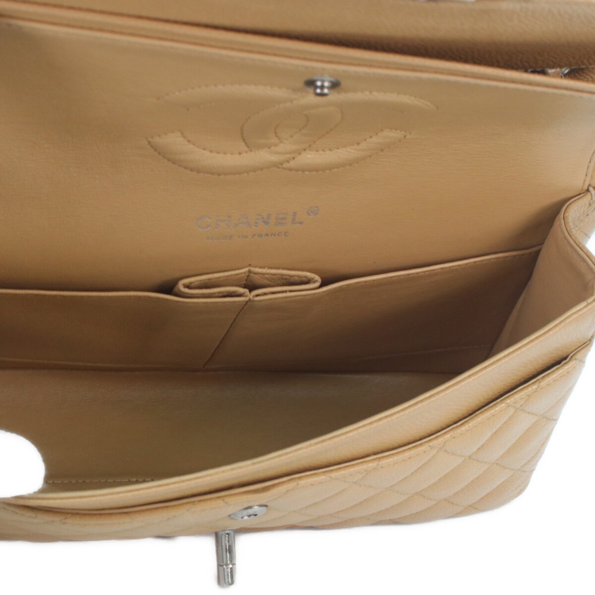 Chanel Beige Grained Calfskin Shoulder Bag (Pre-Owned)