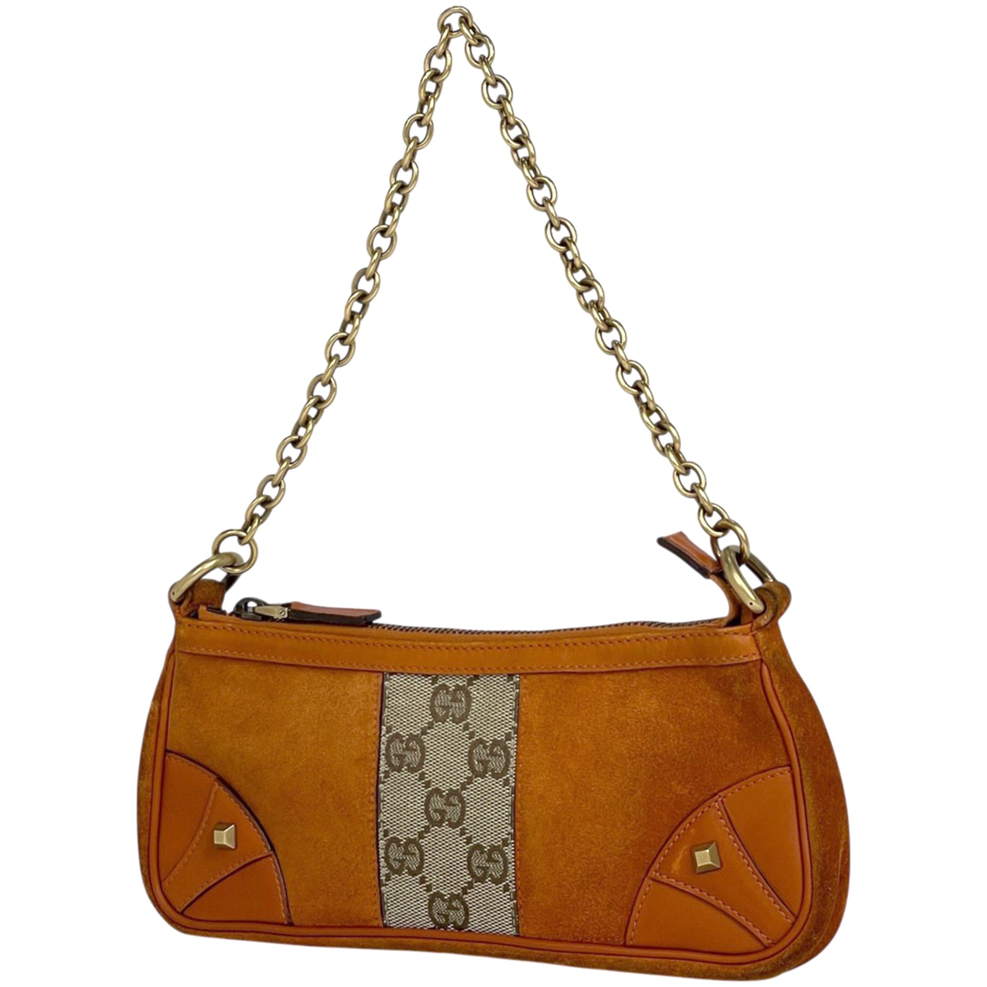 Gucci Gg Canvas Gg Canvas Suede Handbag (Pre-Owned)