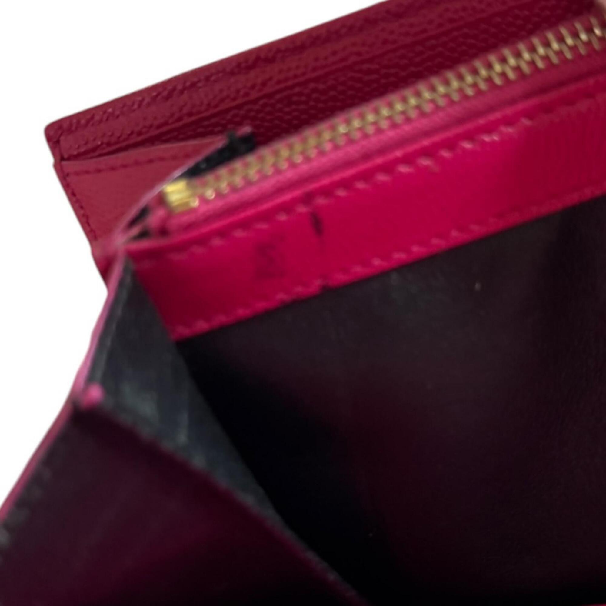 Saint Laurent Pink Leather Long Wallet (Bi-Fold) (Pre-Owned)