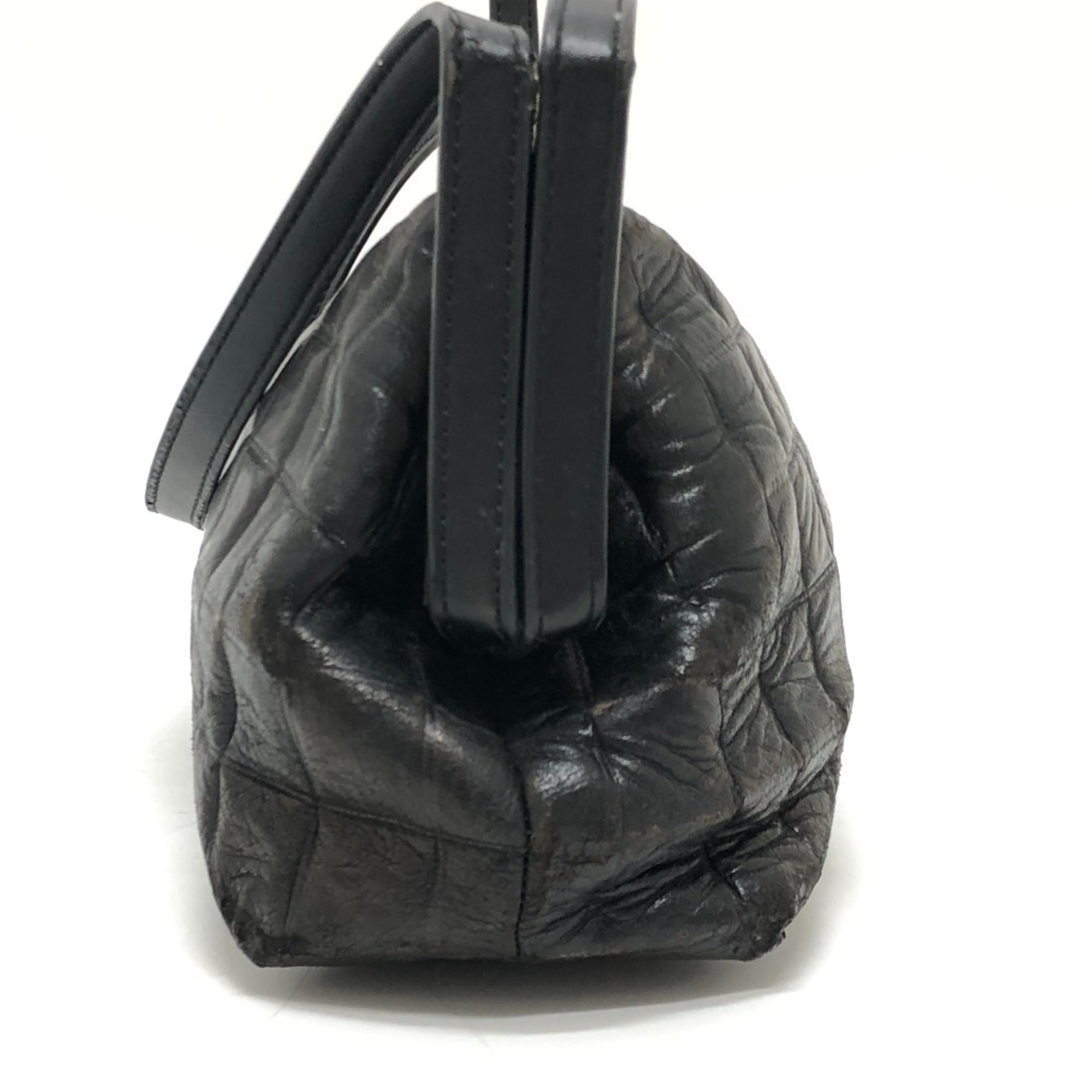 Chanel Black Leather Handbag Shoulder Bag (Pre-Owned)