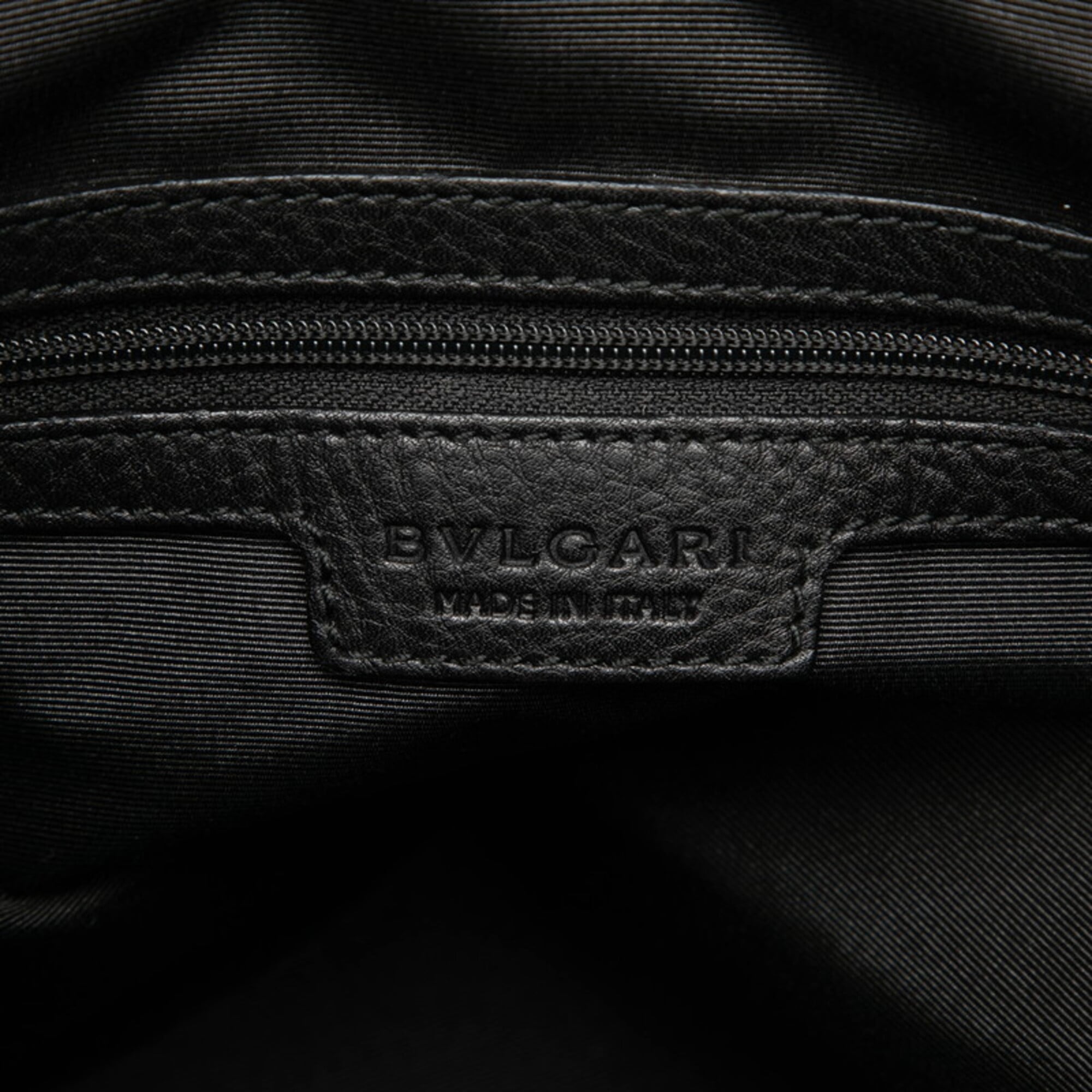 Bvlgari Black Canvas Leather Handbag Tote Bag (Pre-Owned)