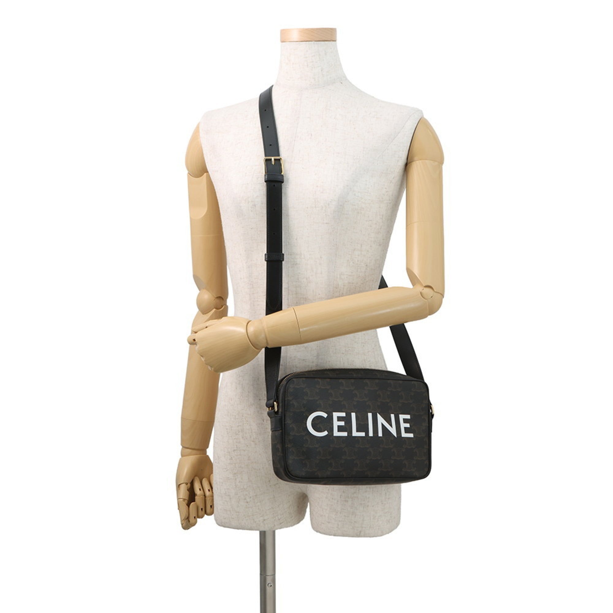 Celine Black Brown Pvc Leather Messenger Bag Shoulder Bag (Pre-Owned)