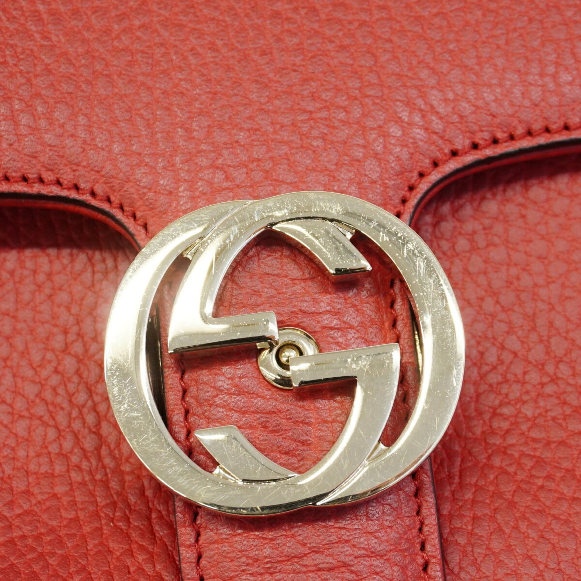 Gucci Red Color Leather Handbag (Pre-Owned)