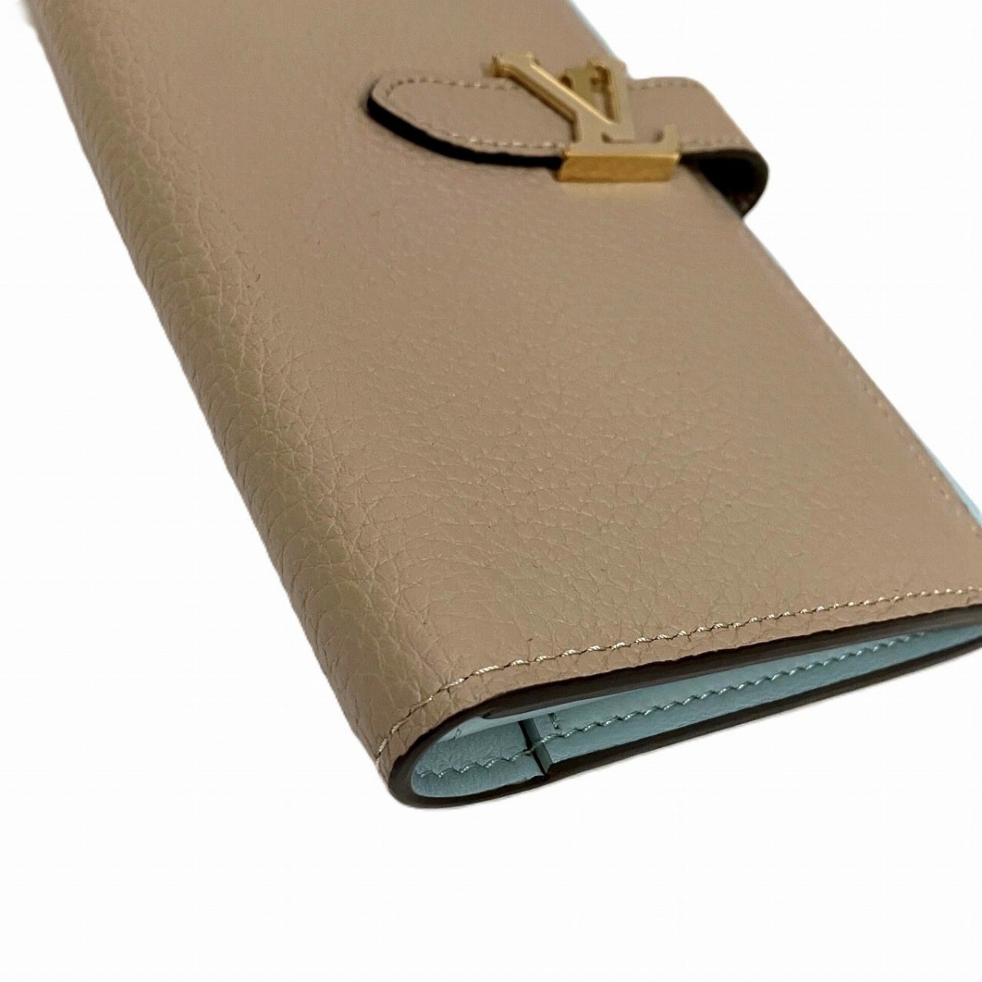 Louis Vuitton Taurillon Beige Leather Long Wallet (Bi-Fold) (Pre-Owned)