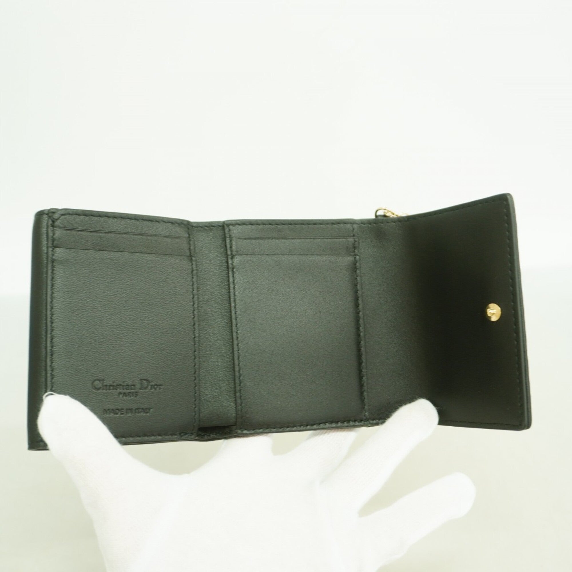 Christian Dior Black Leather Wallet (Tri-Fold) (Pre-Owned)