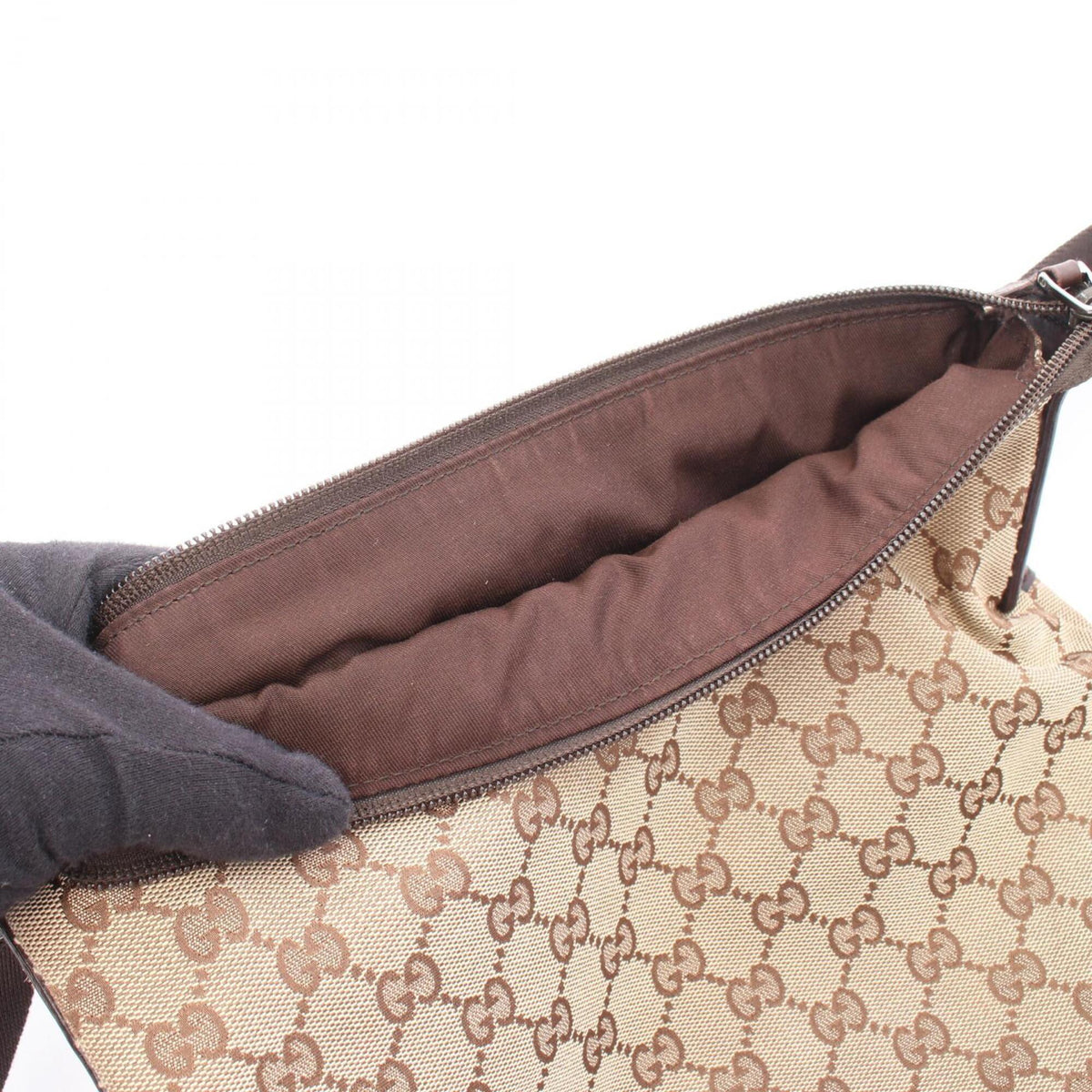 Gucci Beige Brown Gg Canvas Leather Handbag Shoulder Bag (Pre-Owned)