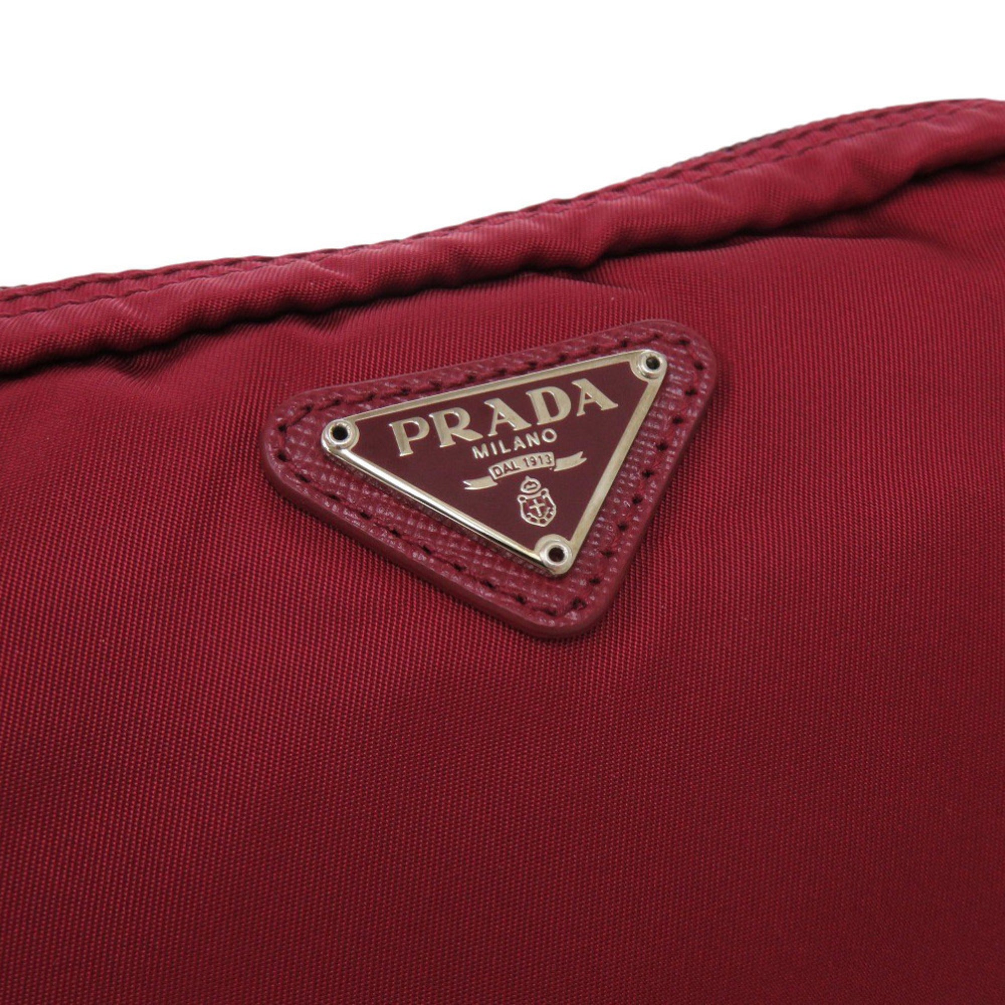 Prada Red Color Nylon Pouch (Pre-Owned)