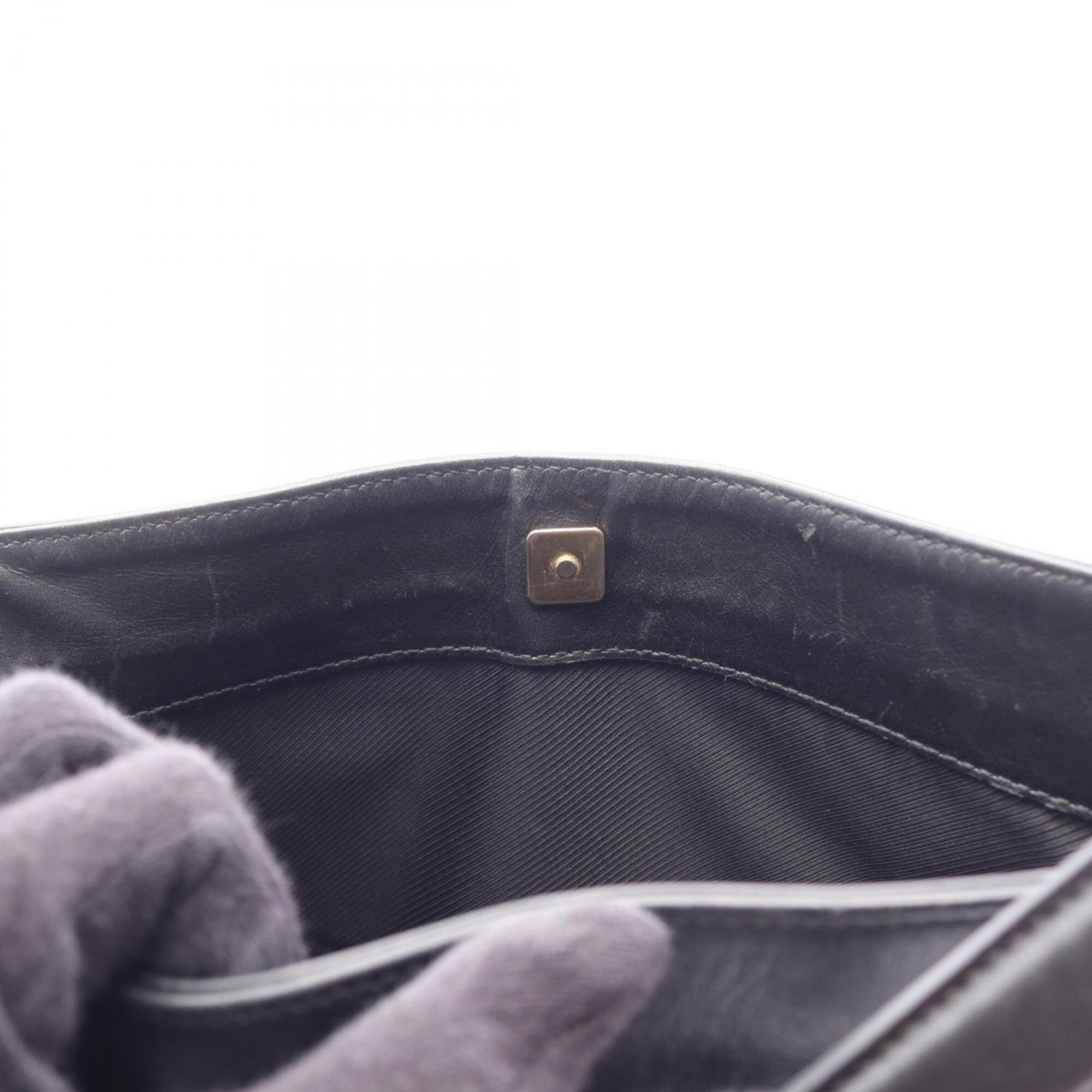 Gucci Beige Black Canvas Leather Shoulder Bag (Pre-Owned)