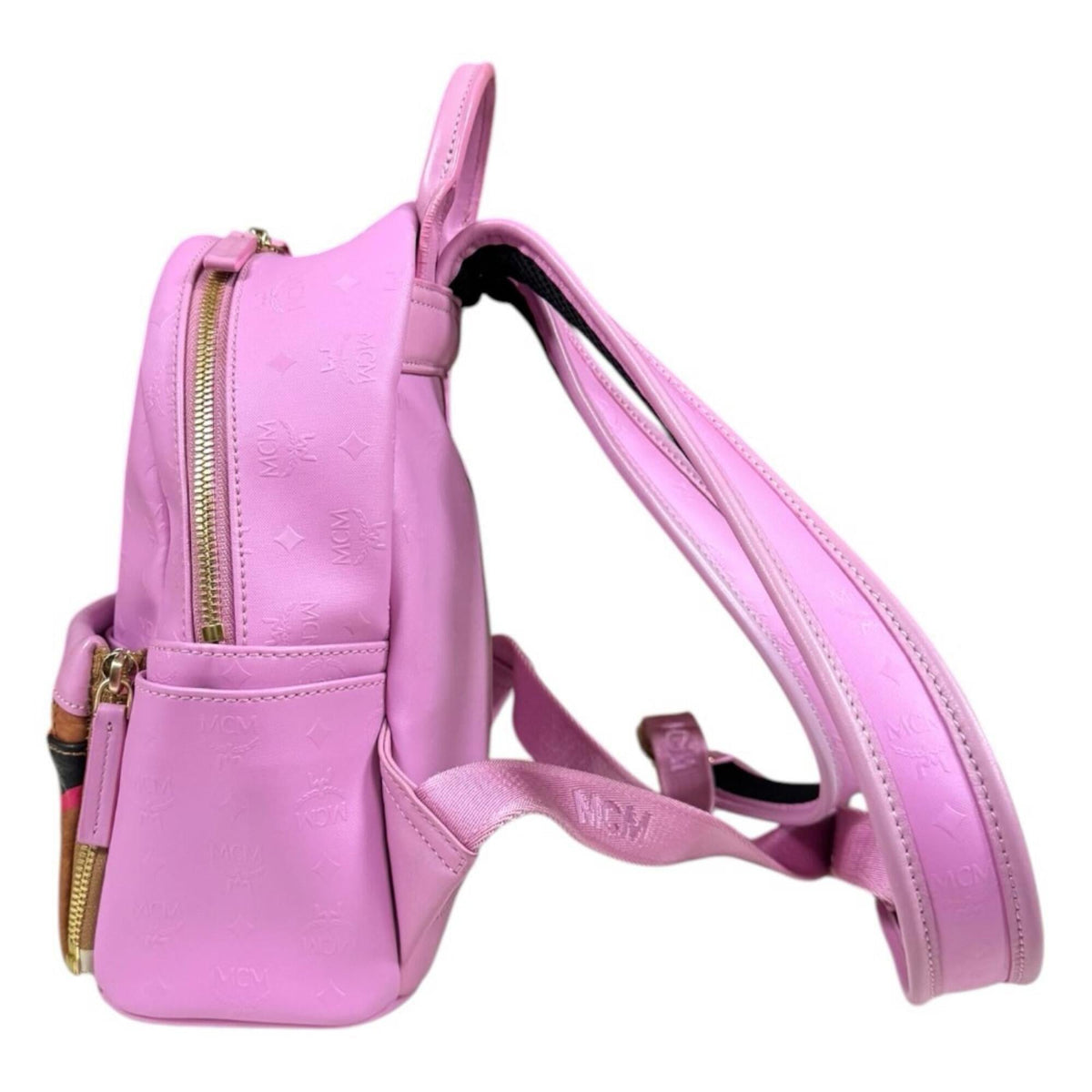 Mcm Visetos Brown Pink Coated Canvas Pvc Backpack Pouch (Pre-Owned)