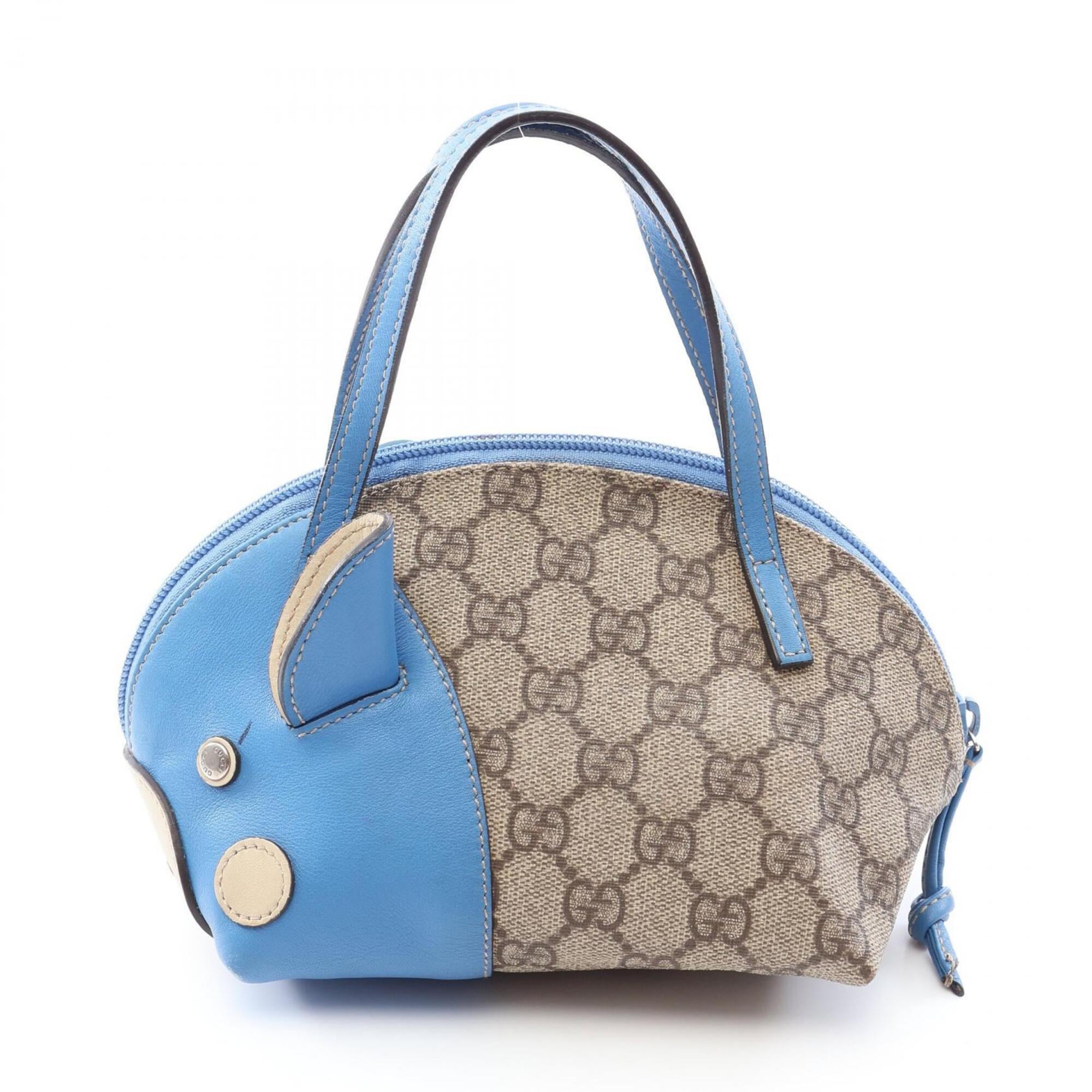 Gucci Beige Blue Pvc Leather Handbag (Pre-Owned)