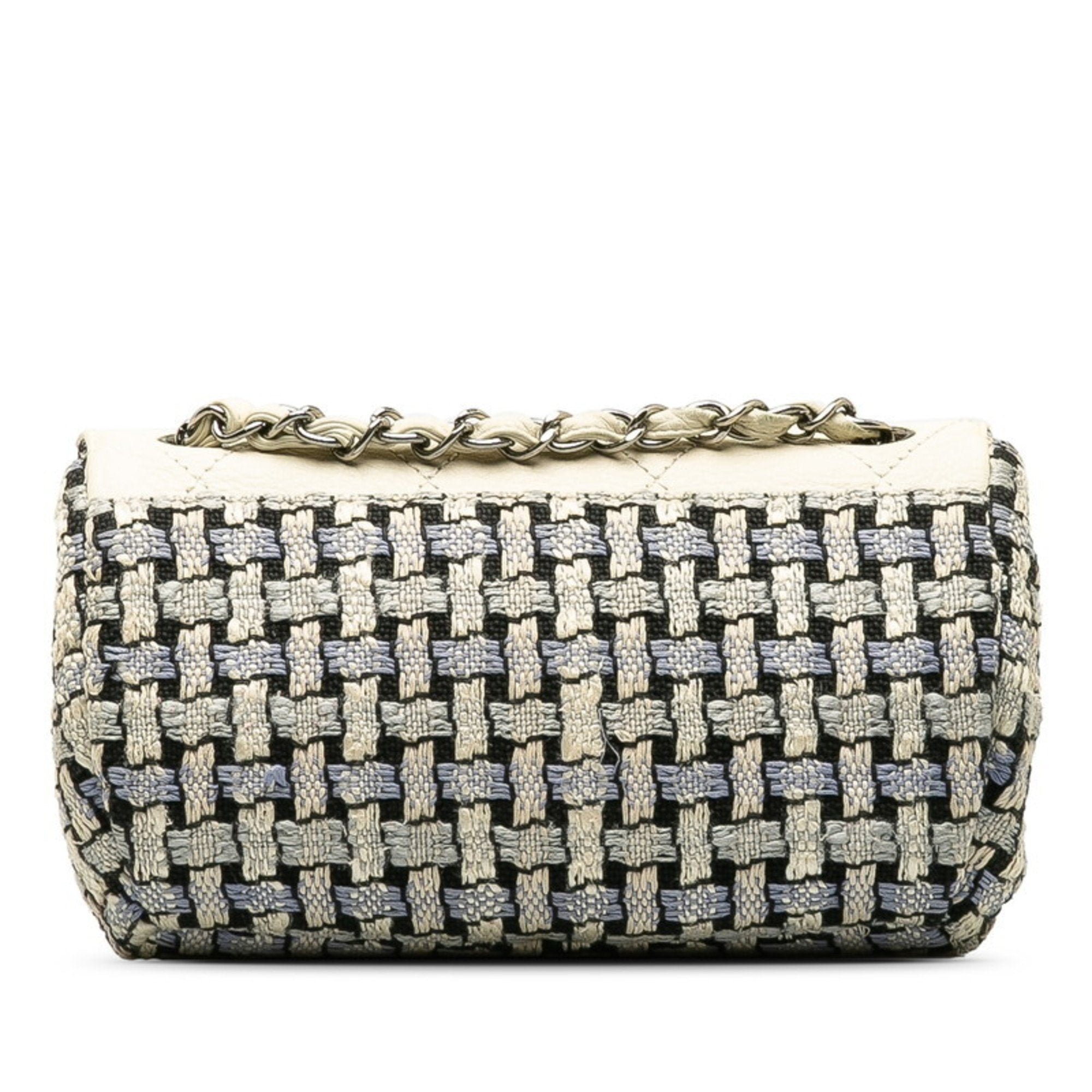 Chanel Blue White Tweed Wool Shoulder Bag (Pre-Owned)
