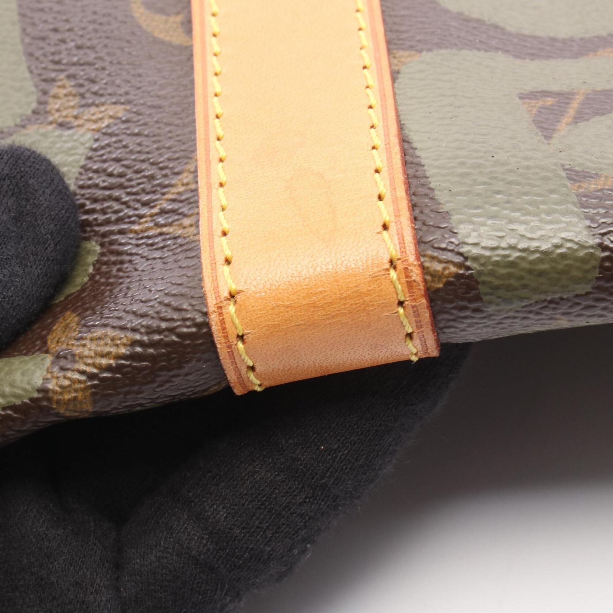 Louis Vuitton Brown Khaki Coated Canvas Leather Boston Bag Handbag (Pre-Owned)
