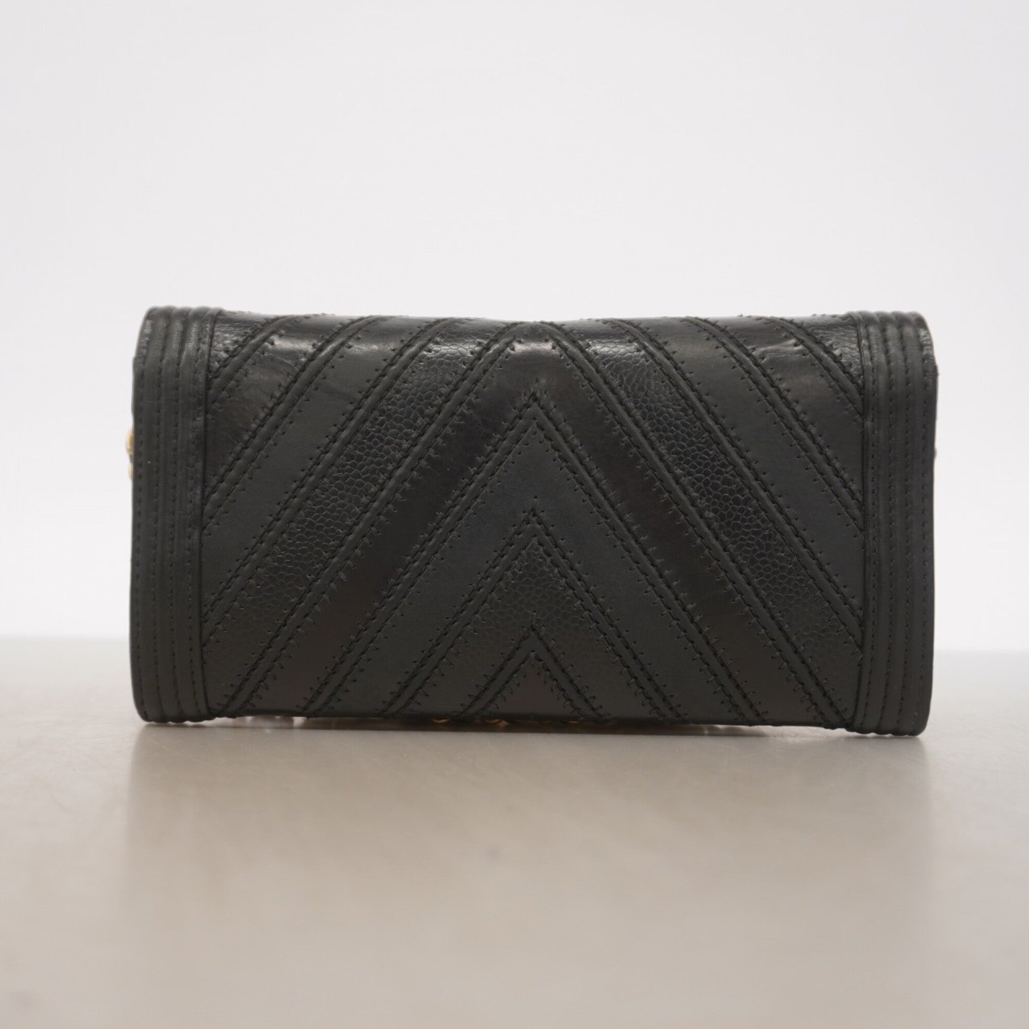 Chanel Black Leather Chain/Shoulder Wallet (Pre-Owned)