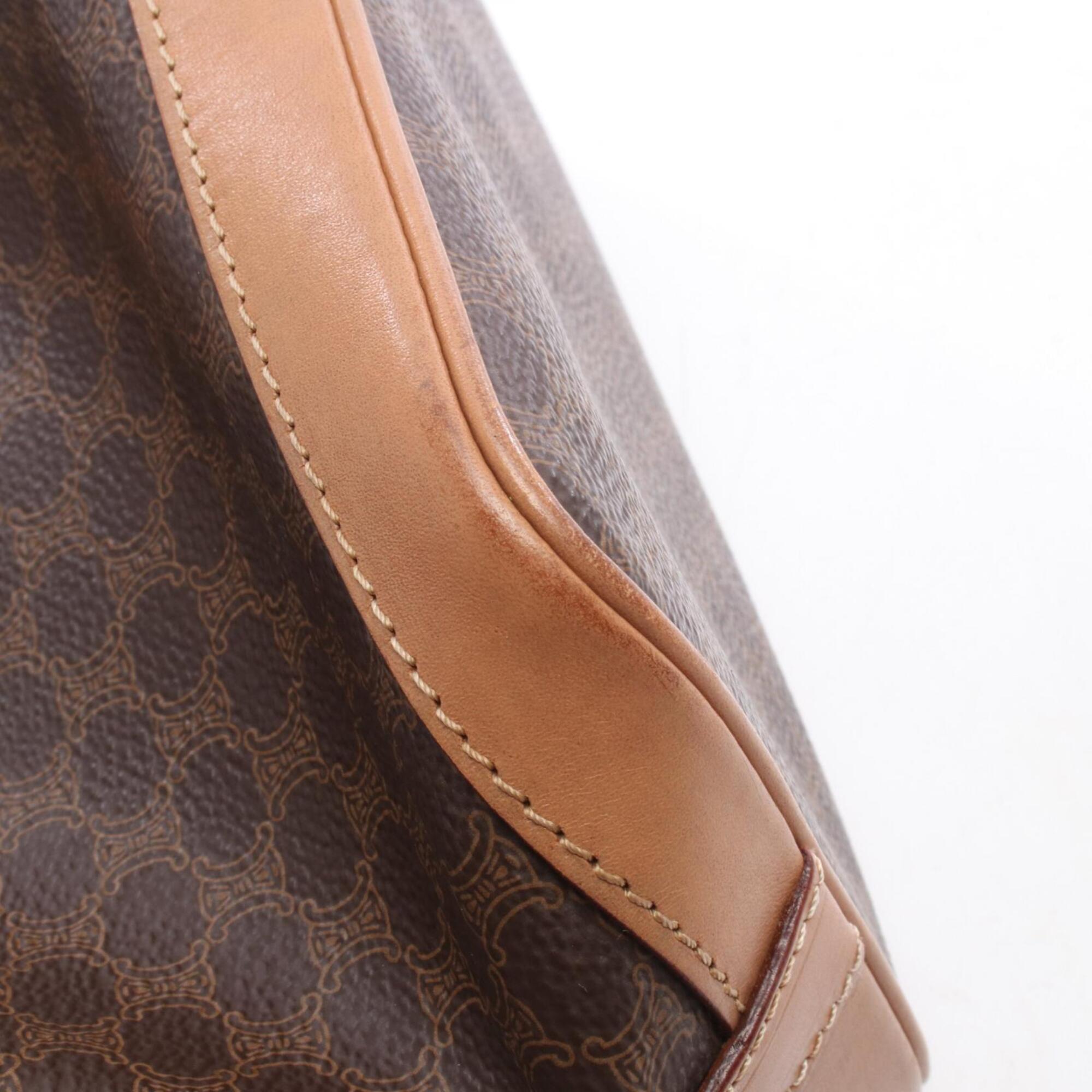 Celine Brown Coated Canvas Leather Handbag Shoulder Bag (Pre-Owned)