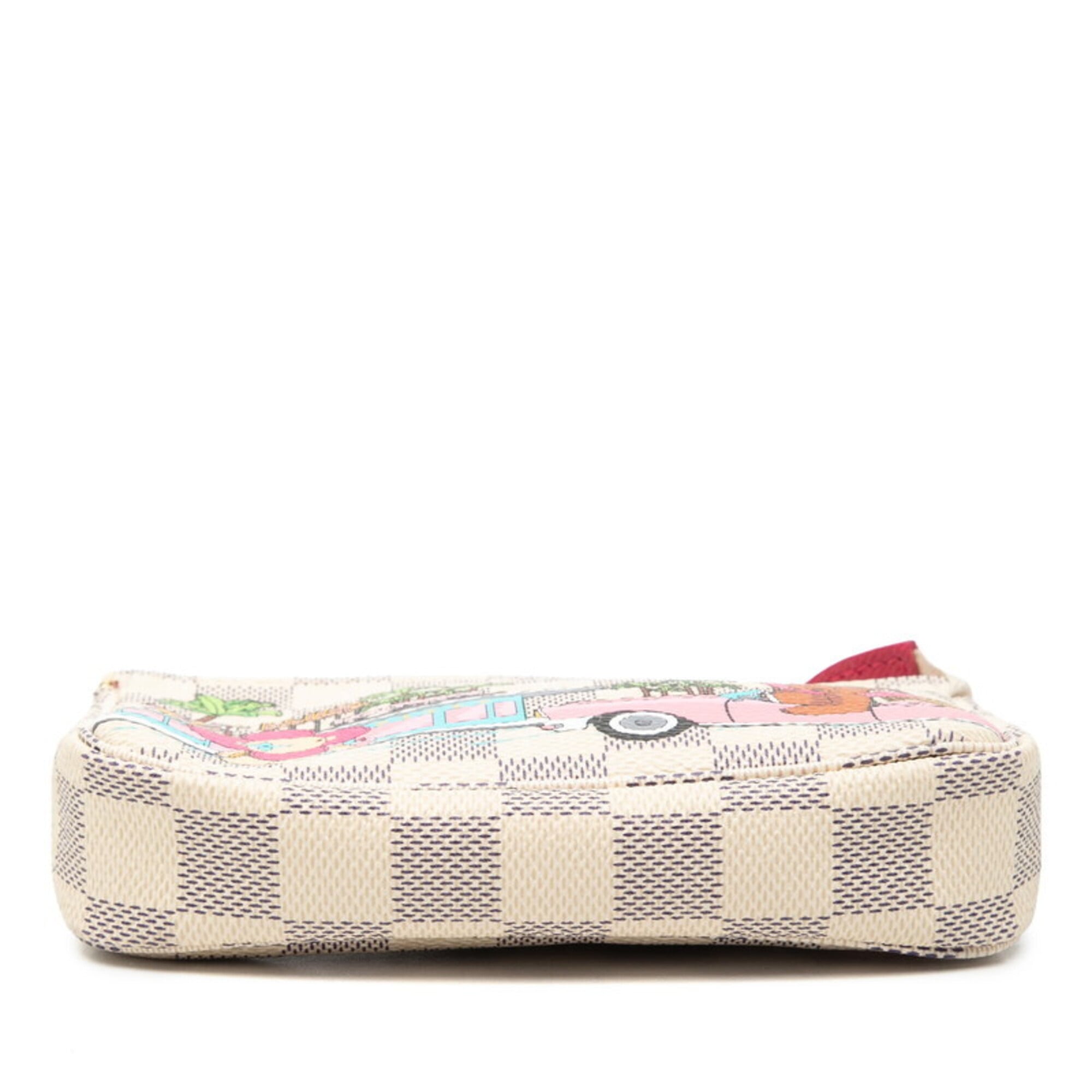Louis Vuitton Damier Azur White Pvc Leather Handbag Pochette (Pre-Owned)