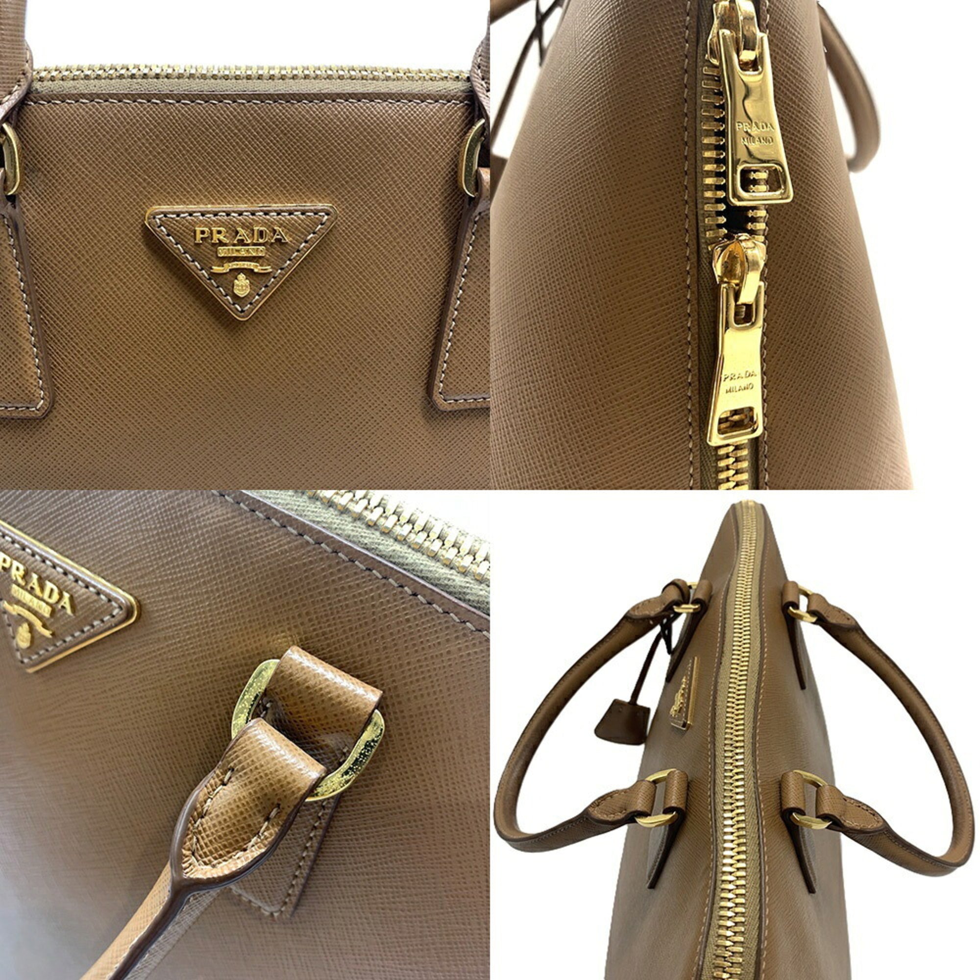 Prada Saffiano Brown Saffiano Handbag Tote Bag (Pre-Owned)