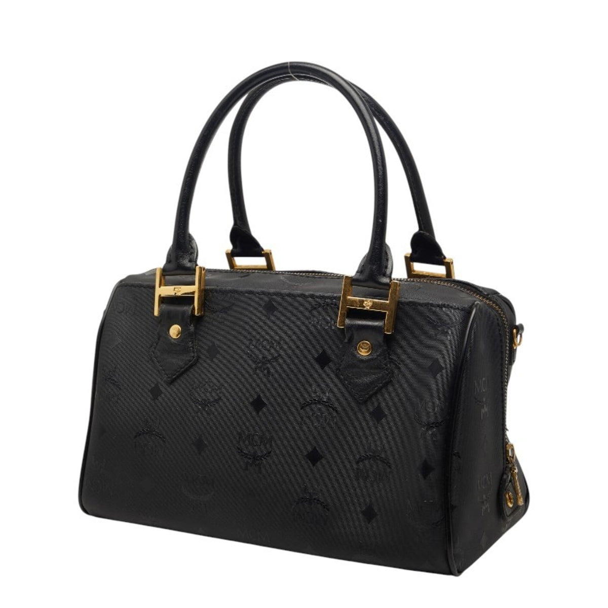 Mcm Black Nylon Leather Handbag Shoulder Bag (Pre-Owned)