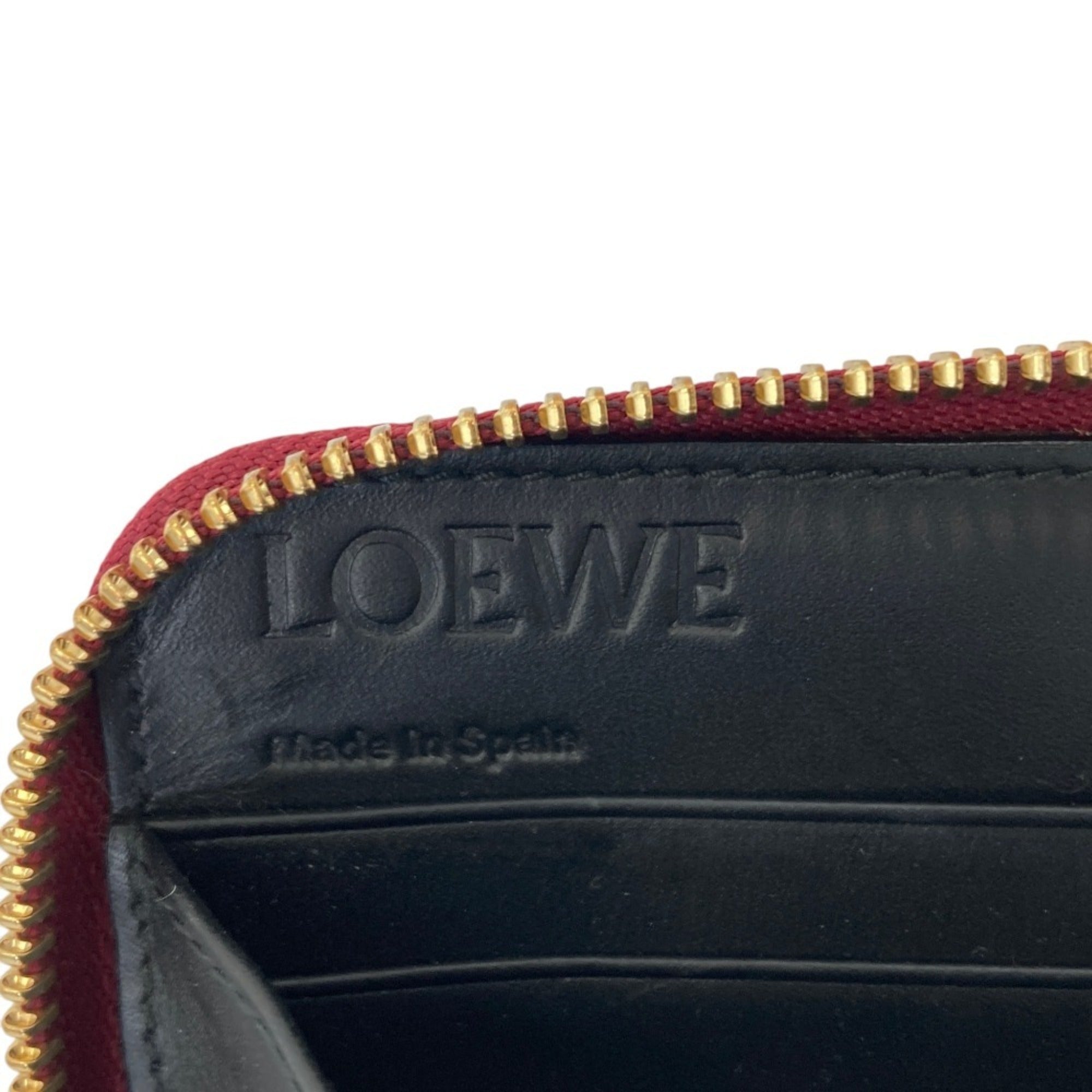 Loewe Brown Orange Red Color Leather Long Wallet (Bi-Fold) (Pre-Owned)