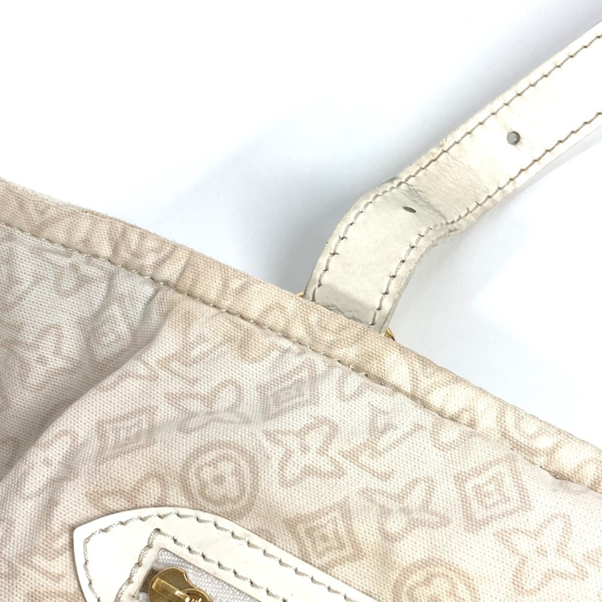 Louis Vuitton Beige Leather Canvas Shoulder Bag Tote Bag (Pre-Owned)