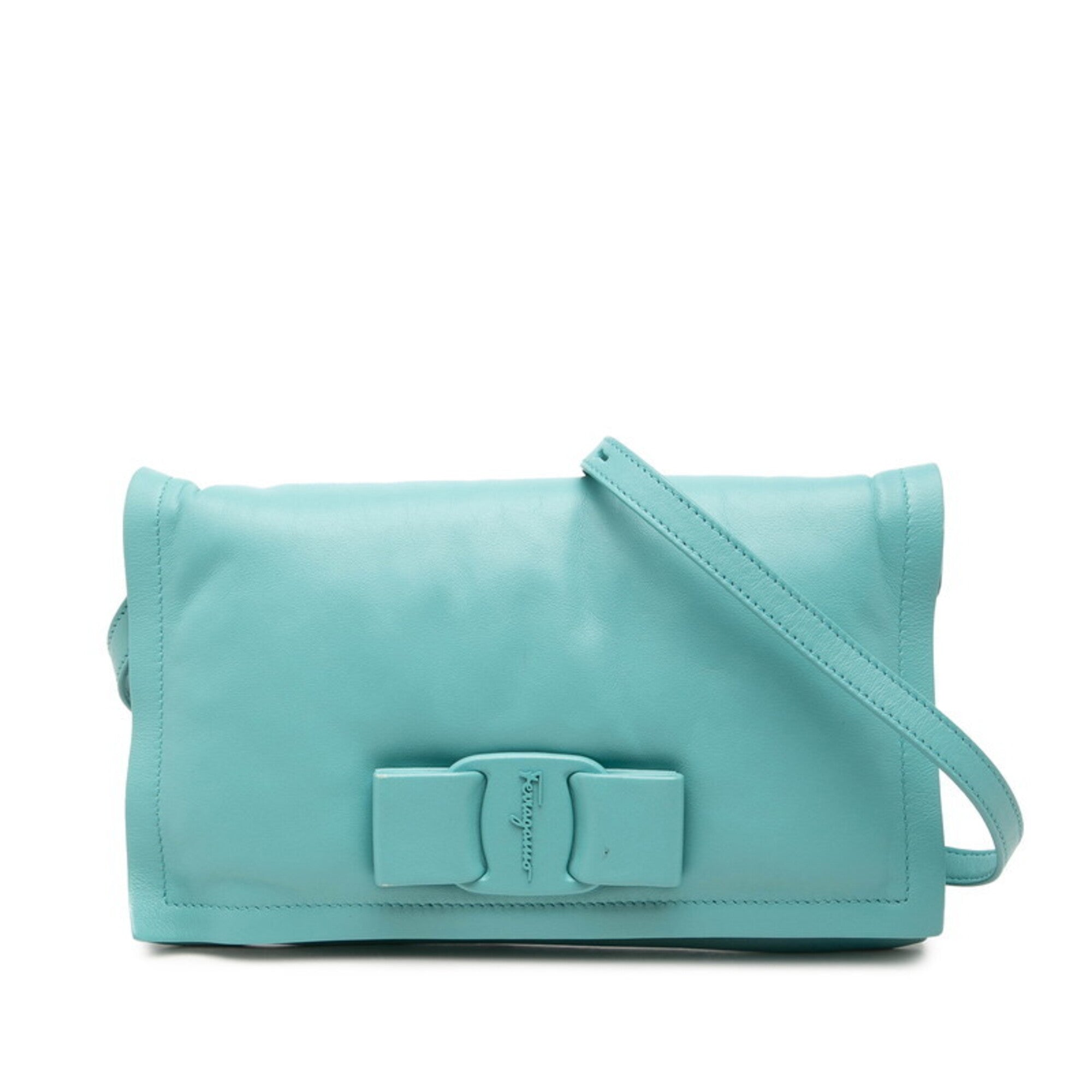 Salvatore Ferragamo Blue Leather Shoulder Bag (Pre-Owned)