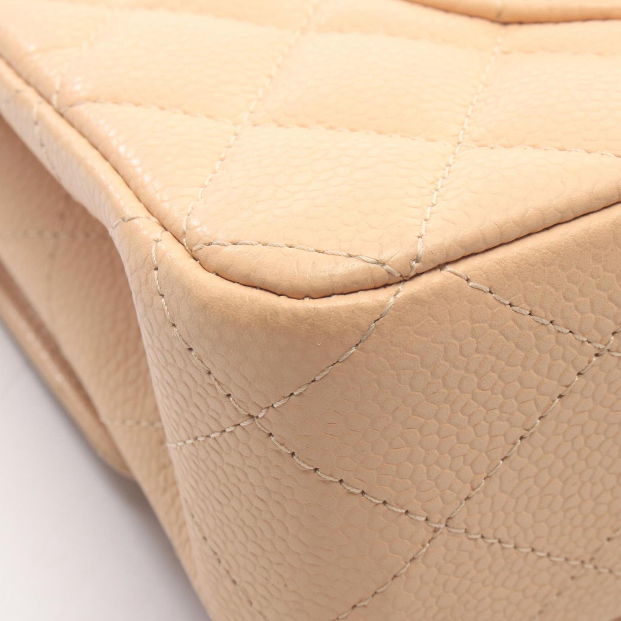 Chanel Beige Grained Calfskin Handbag Shoulder Bag (Pre-Owned)