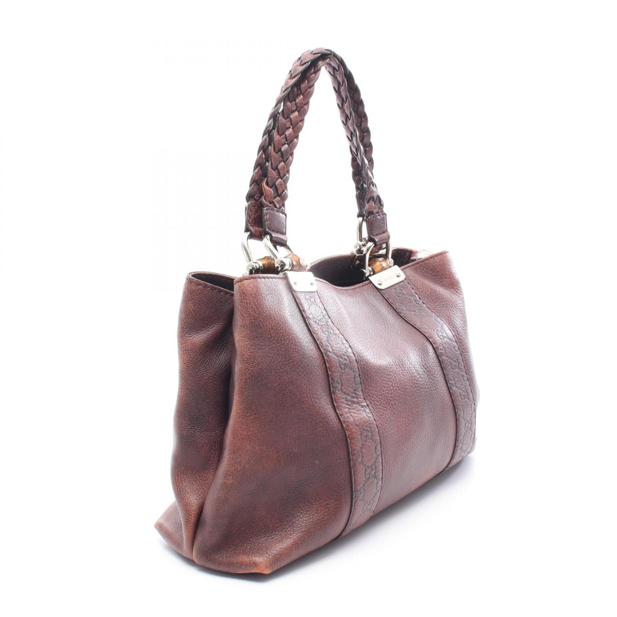 Gucci Bordeaux Leather Handbag Tote Bag (Pre-Owned)
