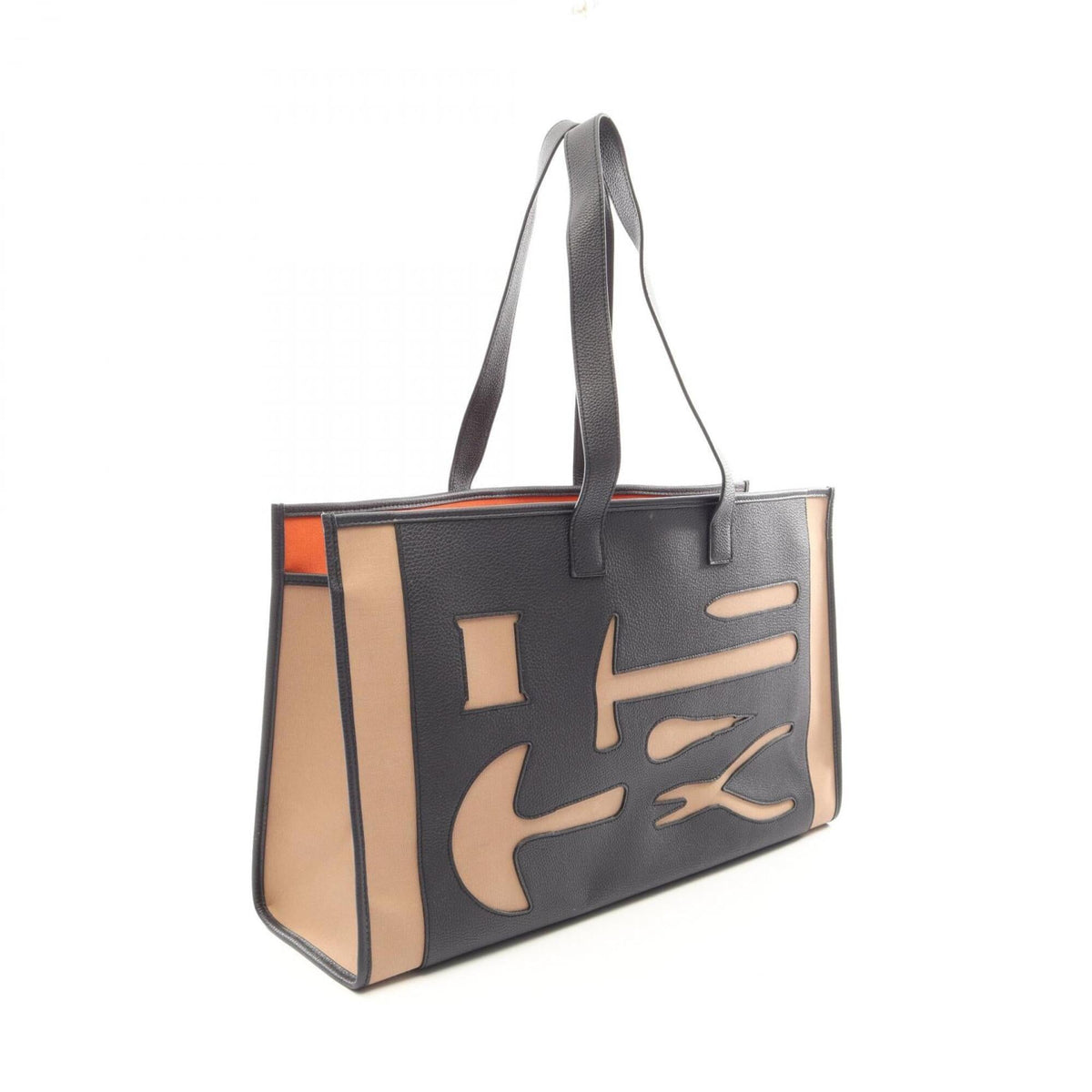 Hermes Etoupe Gray Togo Leather Toile Officier Handbag Tote Bag (Pre-Owned)