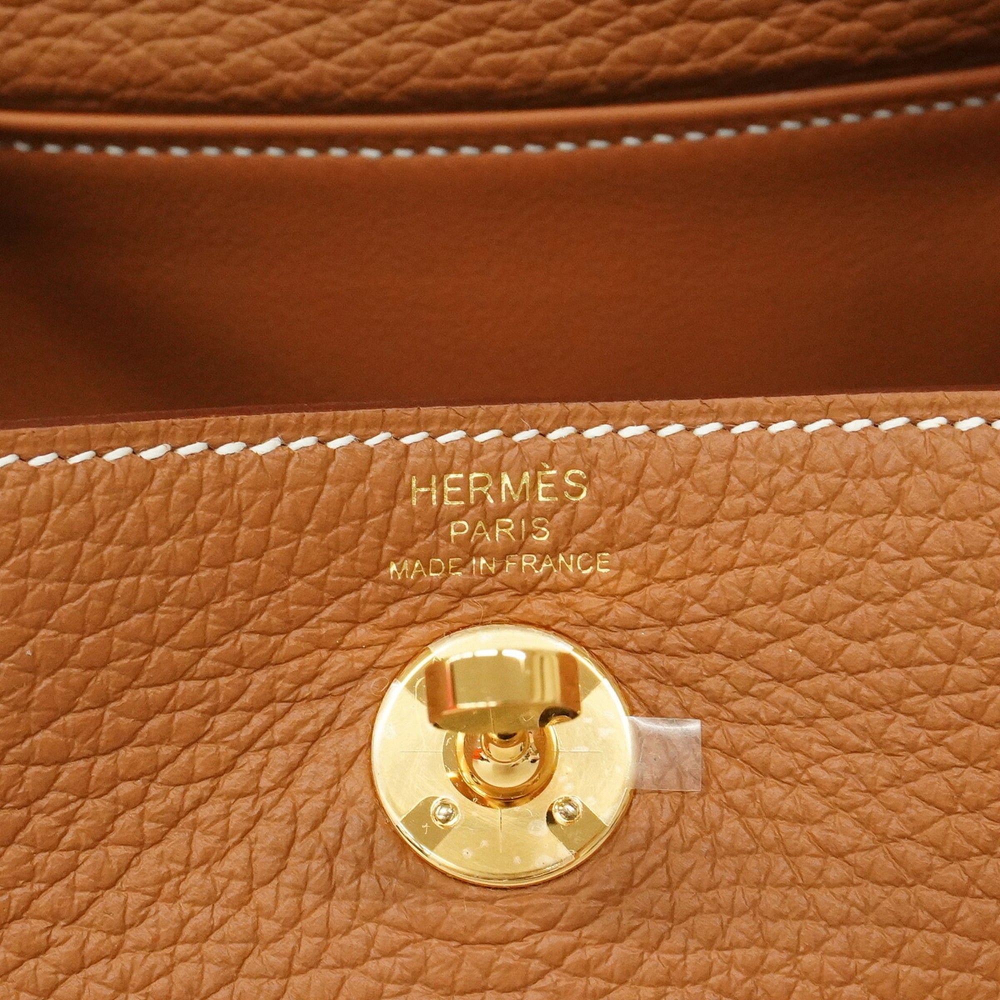 Hermes Gold Taurillon Clemence Leather Handbag (Pre-Owned)