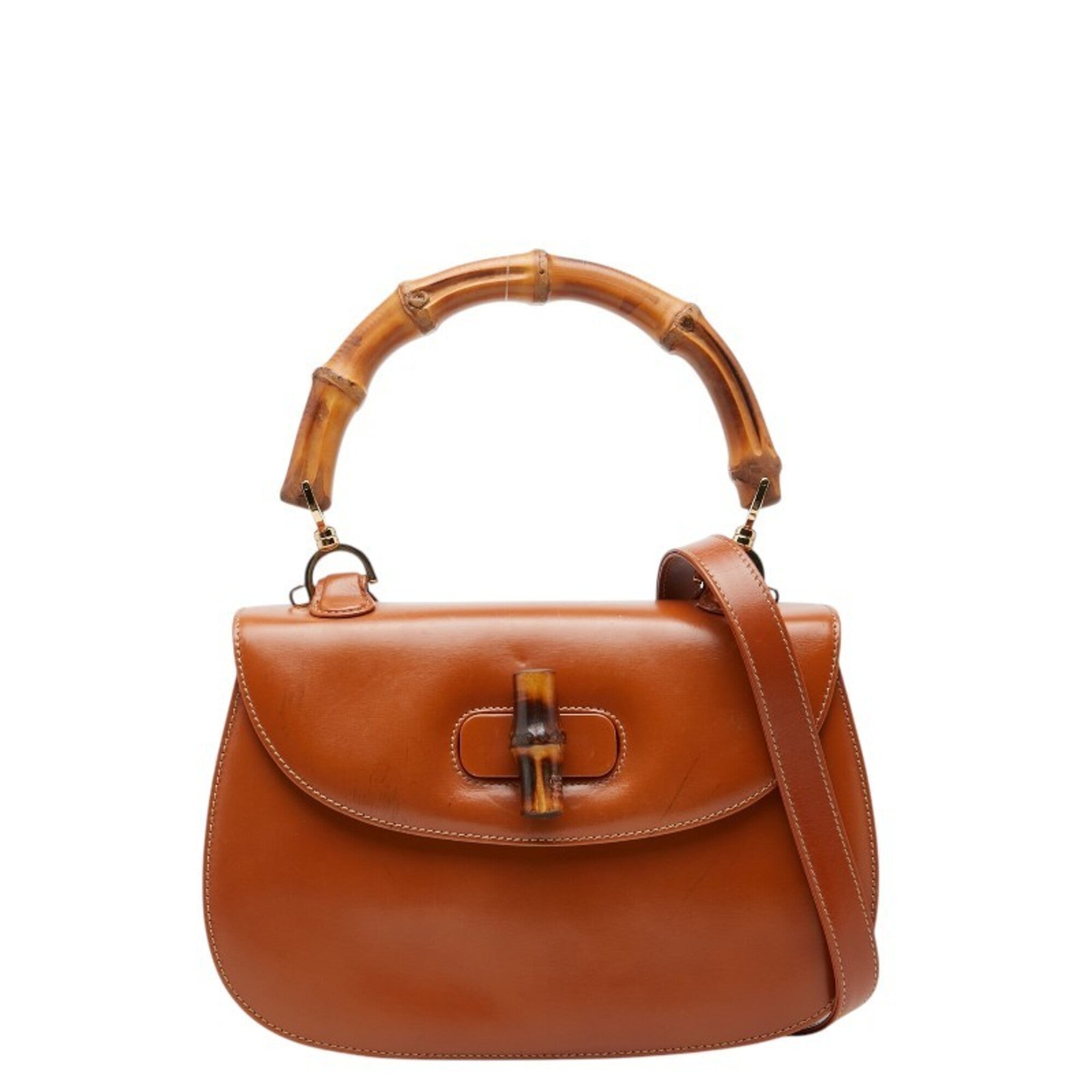 Gucci Brown Leather Handbag Shoulder Bag (Pre-Owned)
