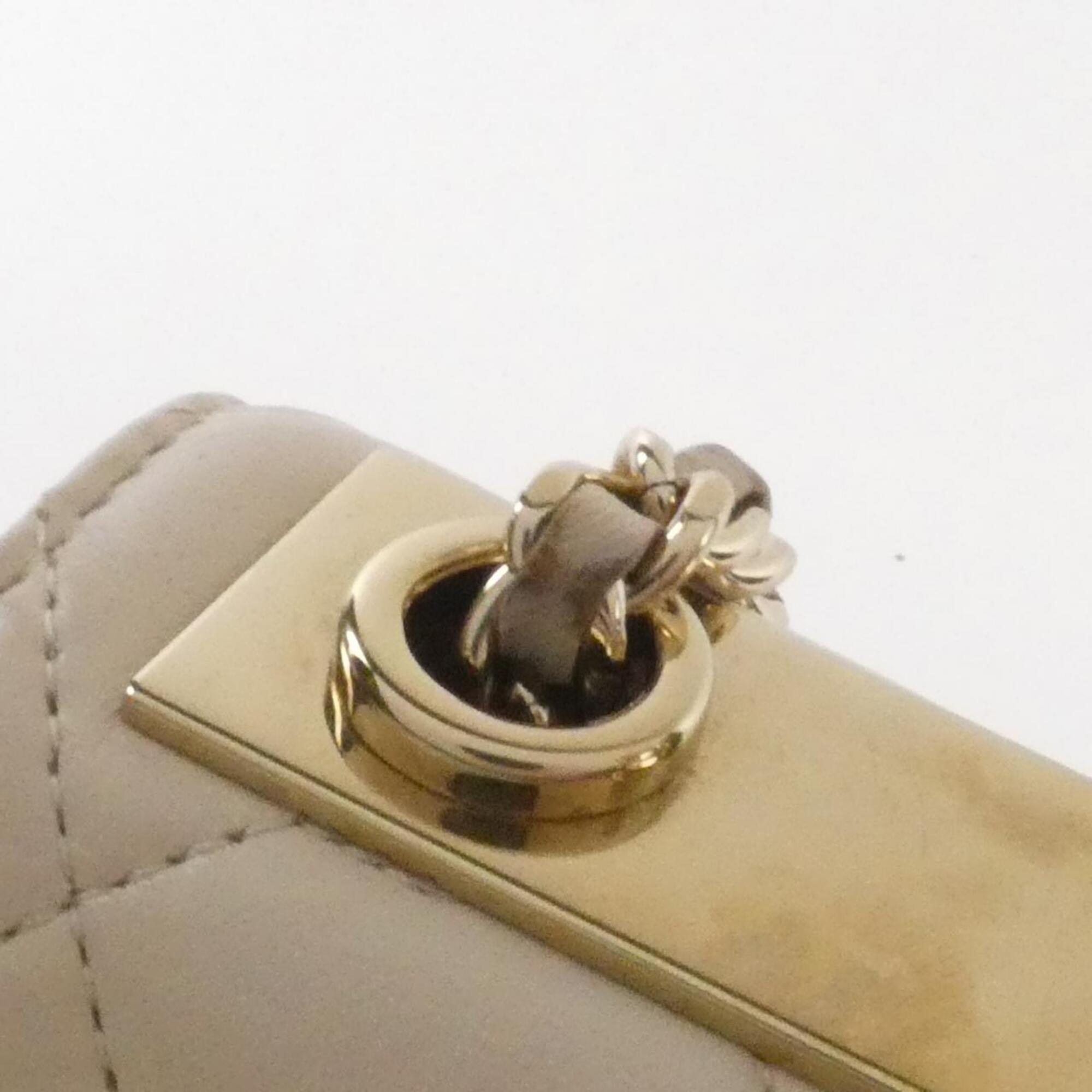 Chanel Beige Leather Chain/Shoulder Wallet (Pre-Owned)