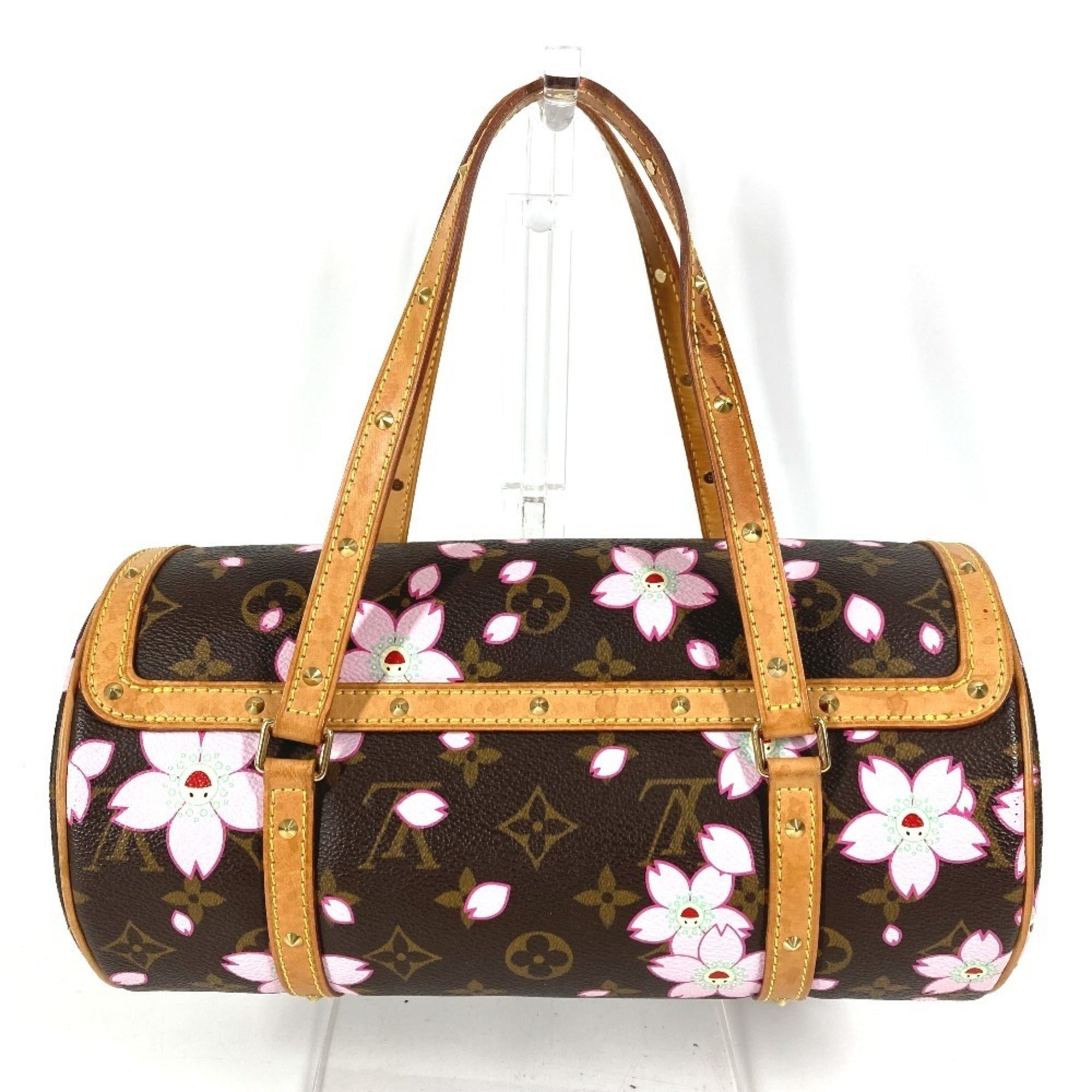 Louis Vuitton Brown Pink Monogram Cherry Blossom Handbag Shoulder Bag Tote Bag (Pre-Owned)