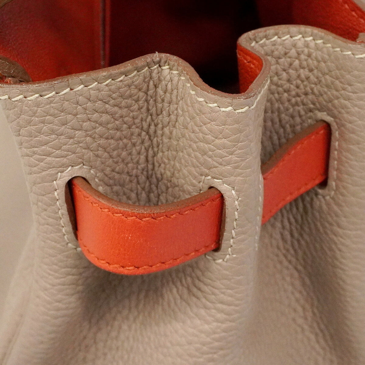 Hermes Gris Tourterelle Mustard Sanguine Taurillon Clemence Leather Handbag (Pre-Owned)