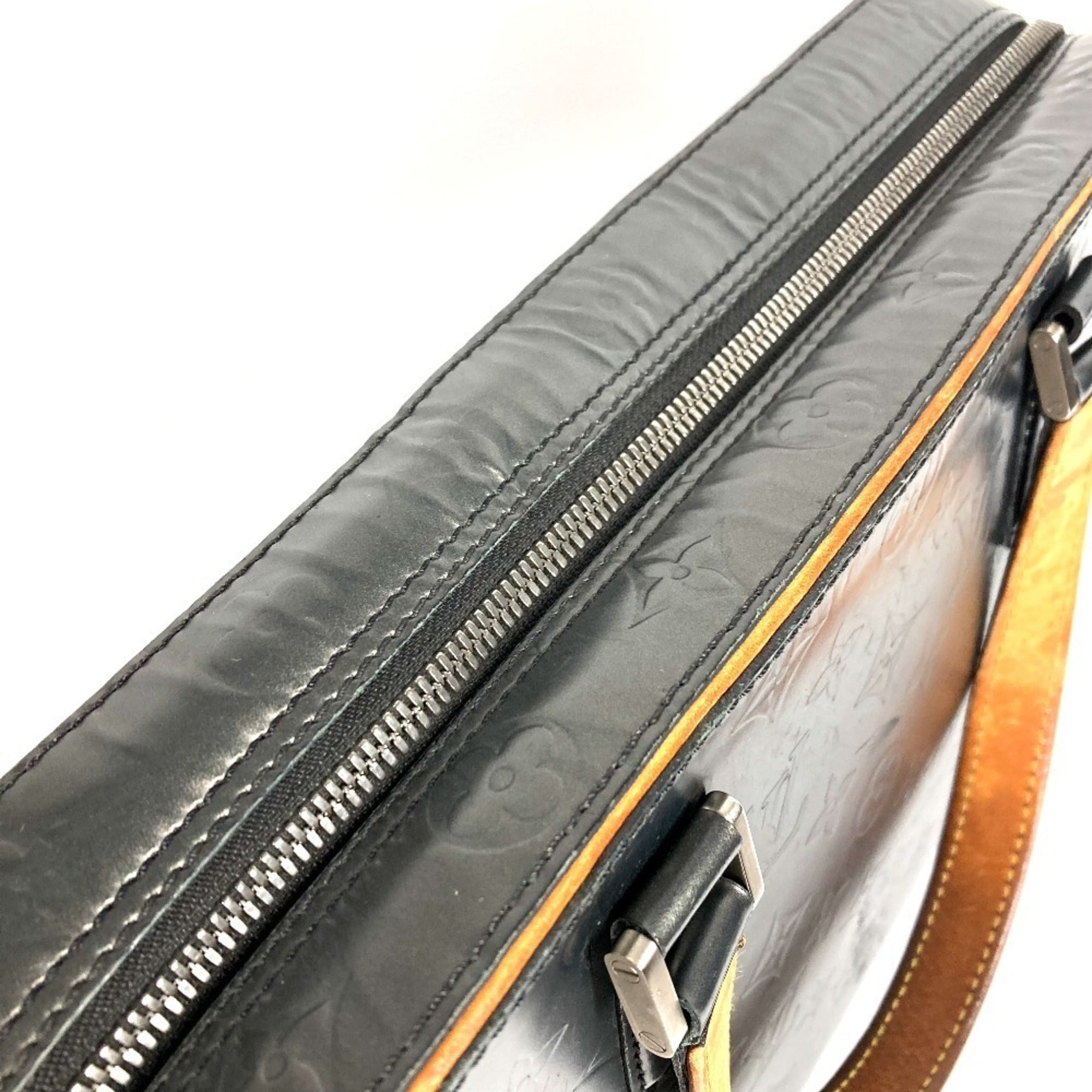 Louis Vuitton Navy Monogram Mat Leather Briefcase Tote Bag (Pre-Owned)