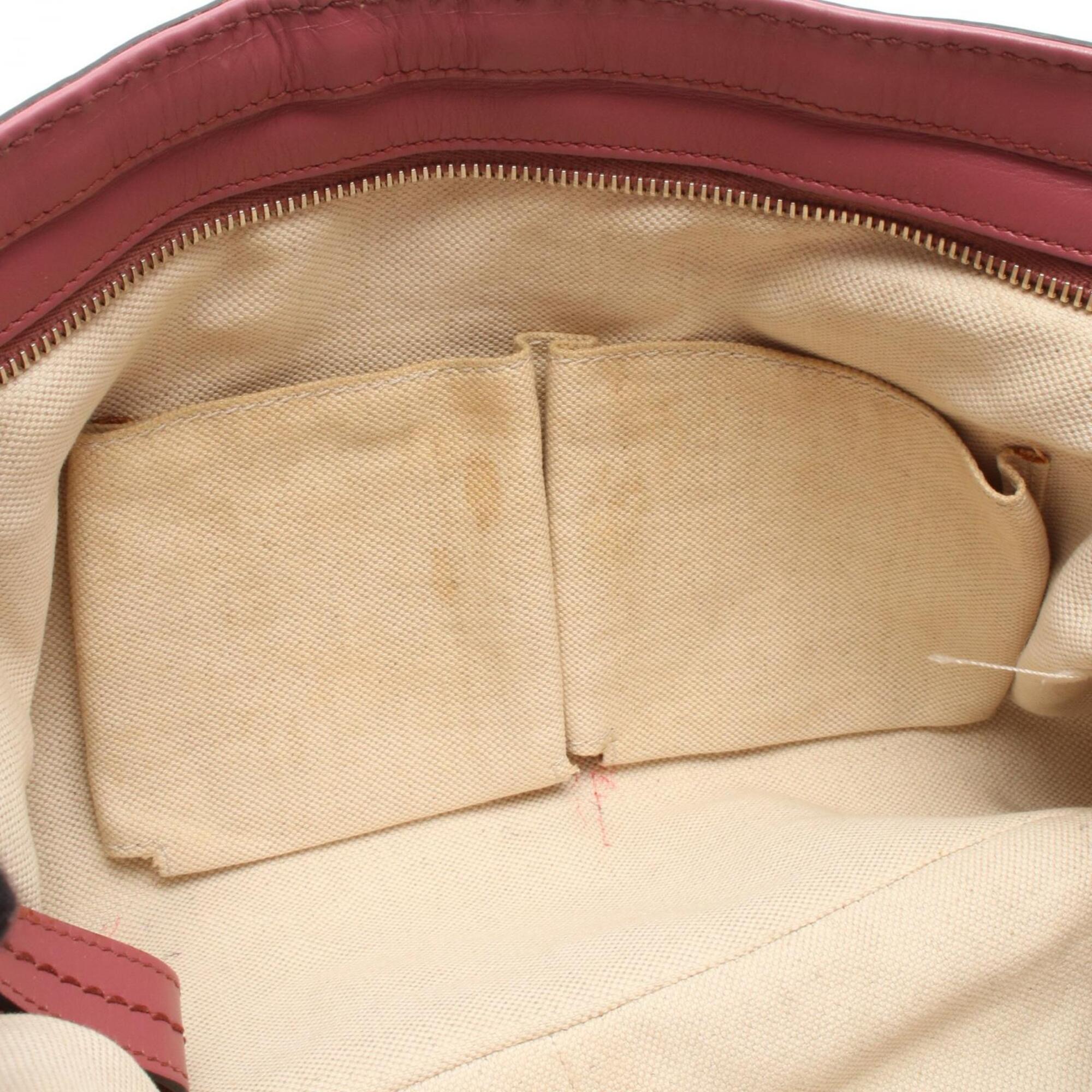 Gucci Beige Pink Canvas Leather Handbag Shoulder Bag (Pre-Owned)