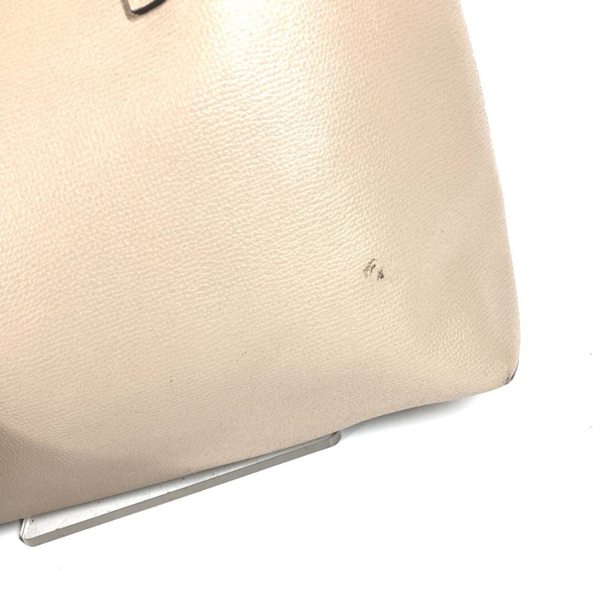 Fendi Beige Leather Handbag Shoulder Bag Tote Bag (Pre-Owned)