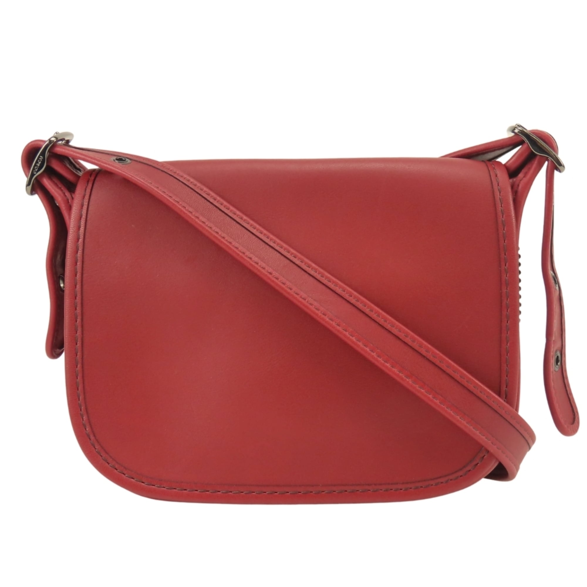 Coach Red Color Leather Pochette Shoulder Bag (Pre-Owned)