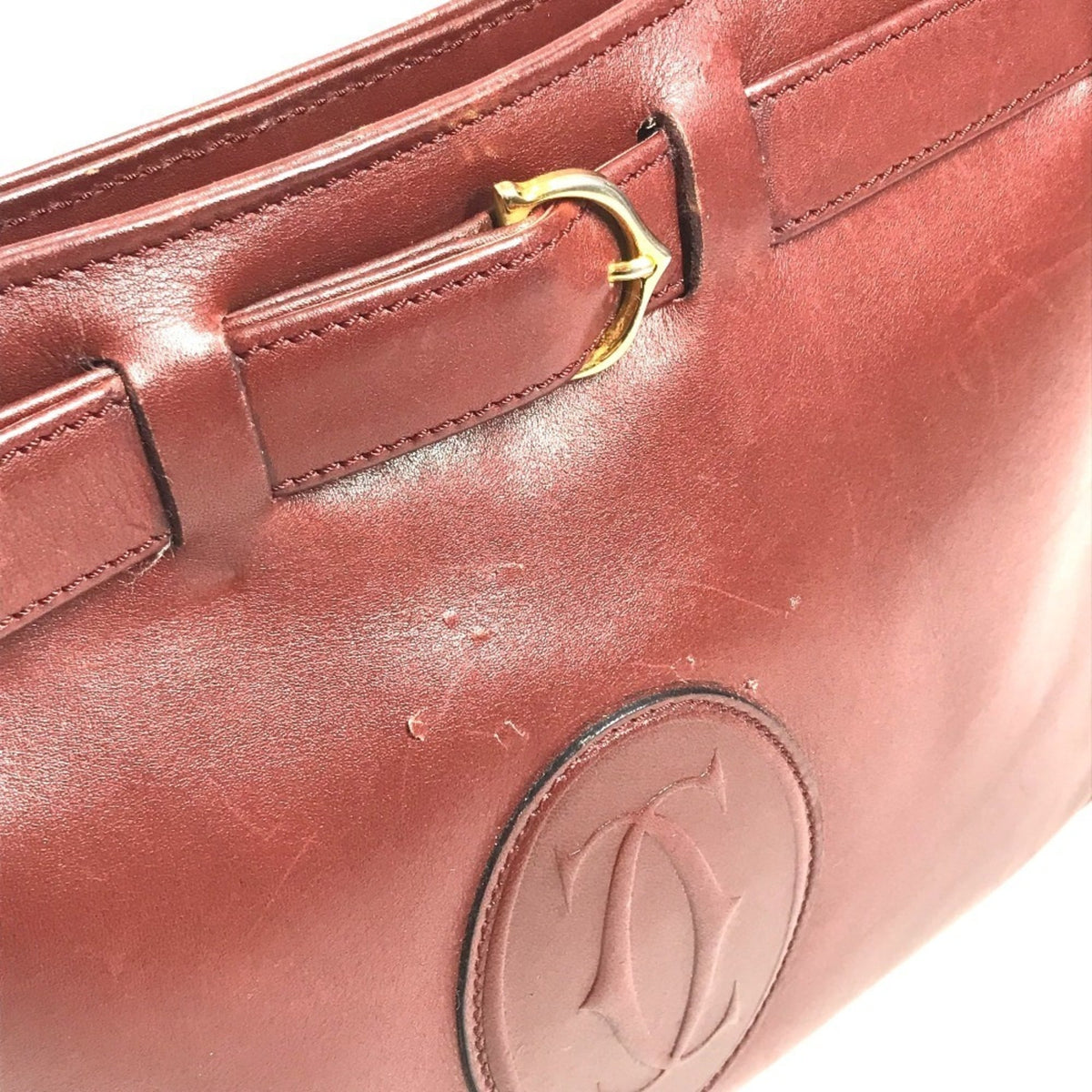 Cartier Wine Red Leather Shoulder Bag (Pre-Owned)