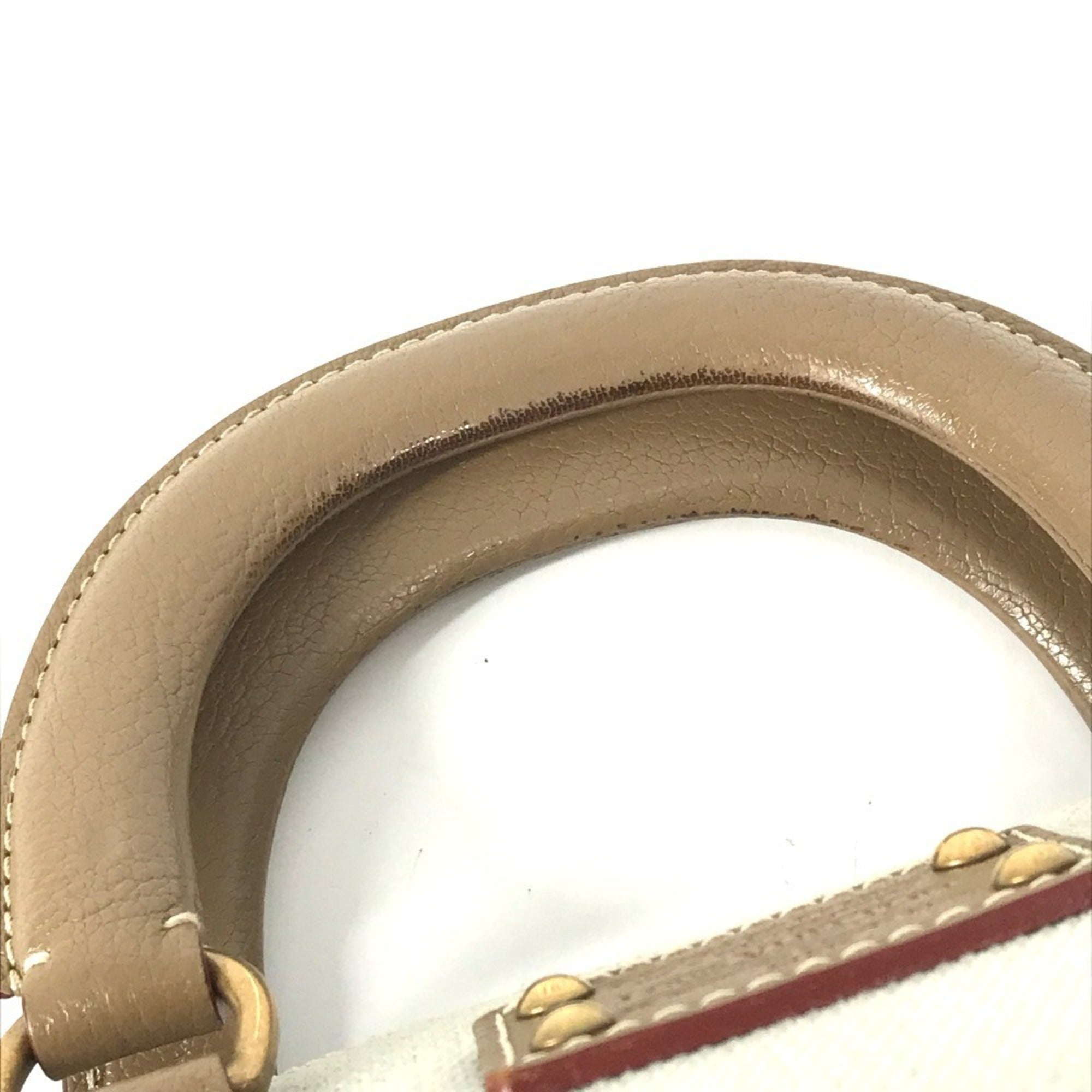 Louis Vuitton Beige Leather Canvas Handbag Tote Bag (Pre-Owned)