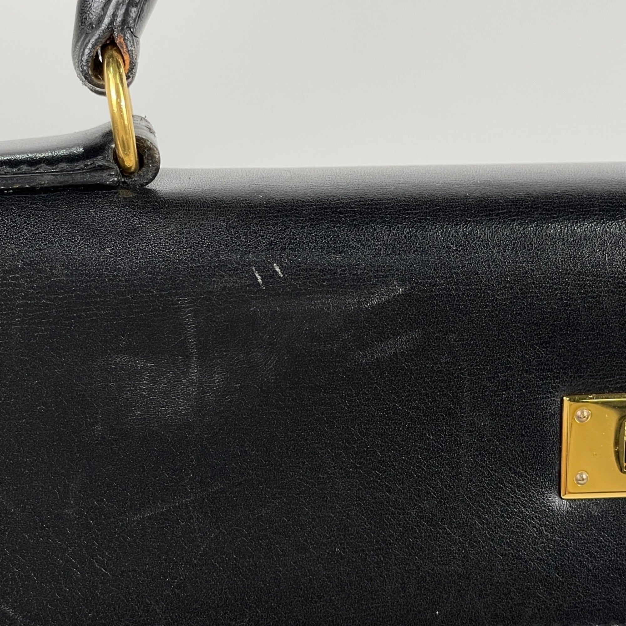 Hermes Black Box Calf Leather Handbag (Pre-Owned)