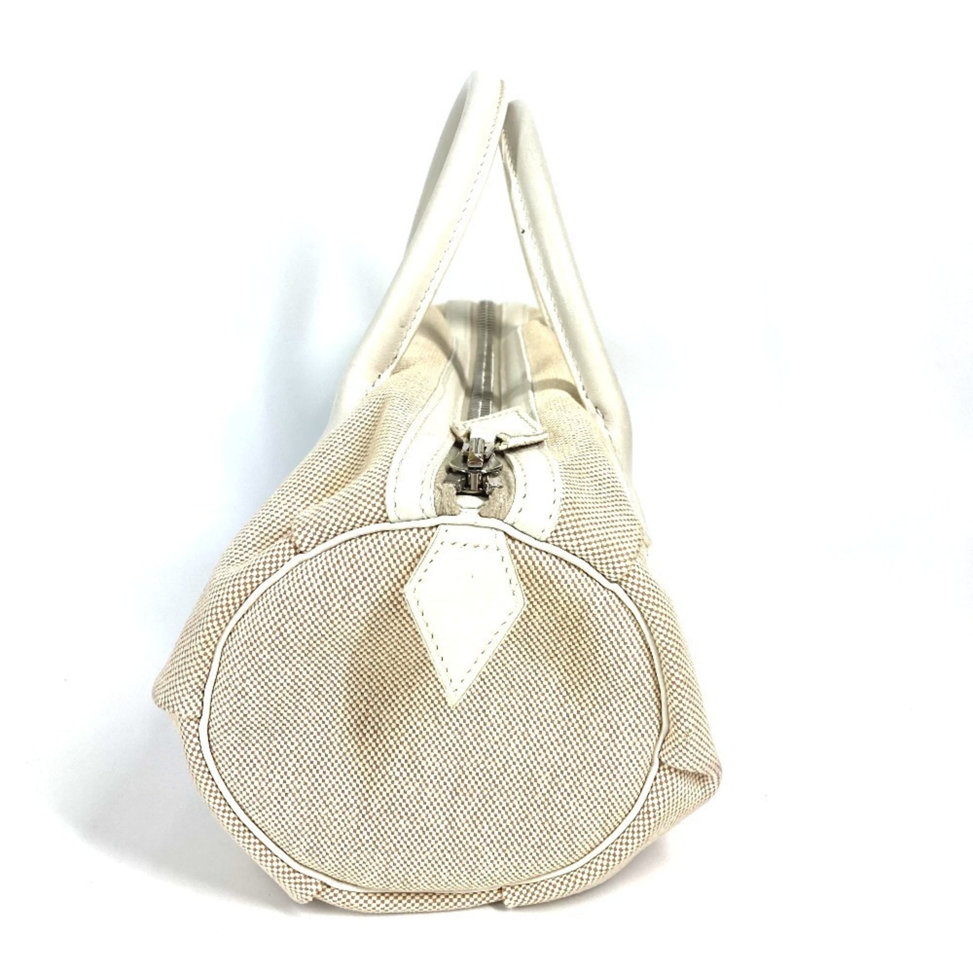 Hermes Beige White Toile H Boston Bag Handbag (Pre-Owned)