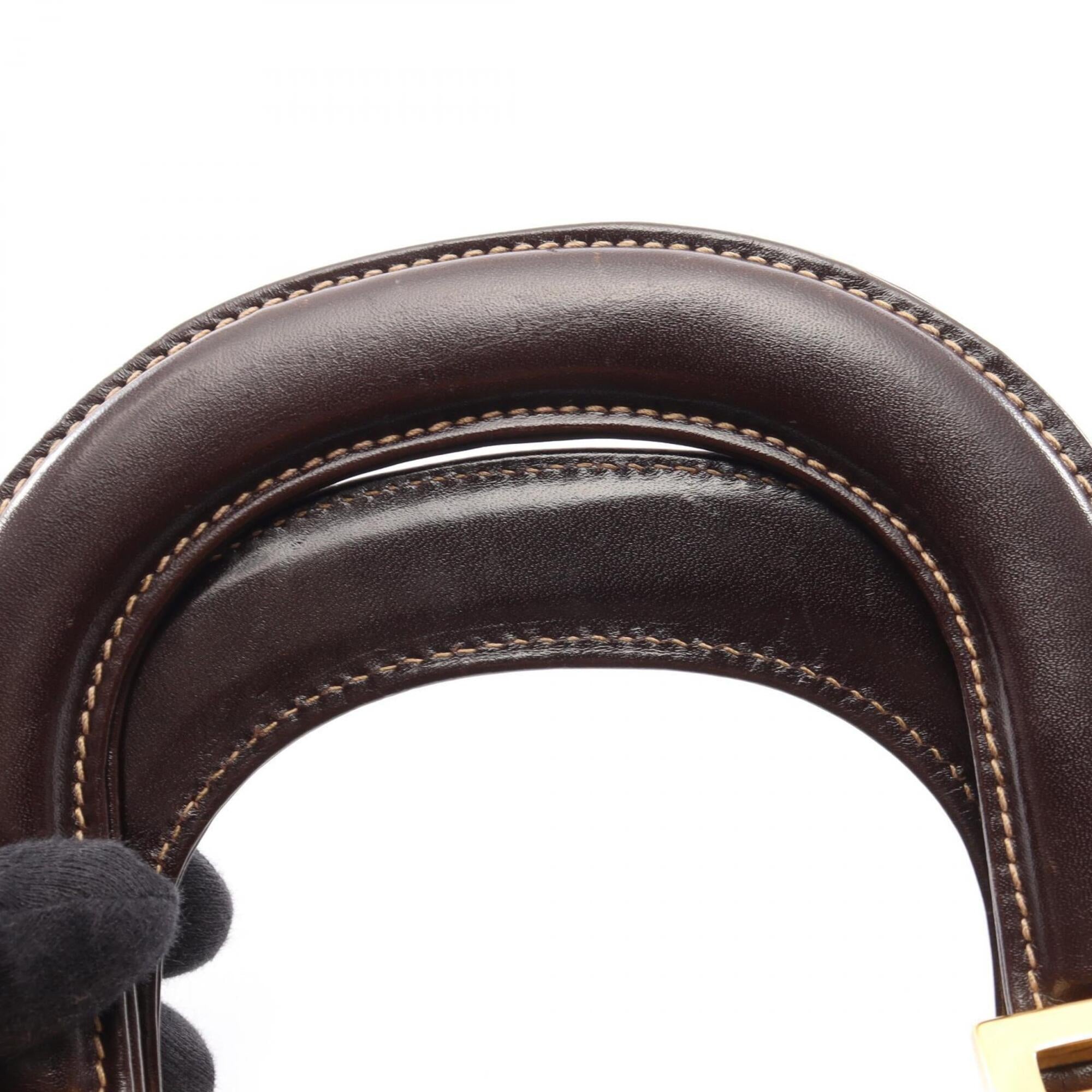Fendi Black Brown Canvas Leather Handbag Tote Bag (Pre-Owned)