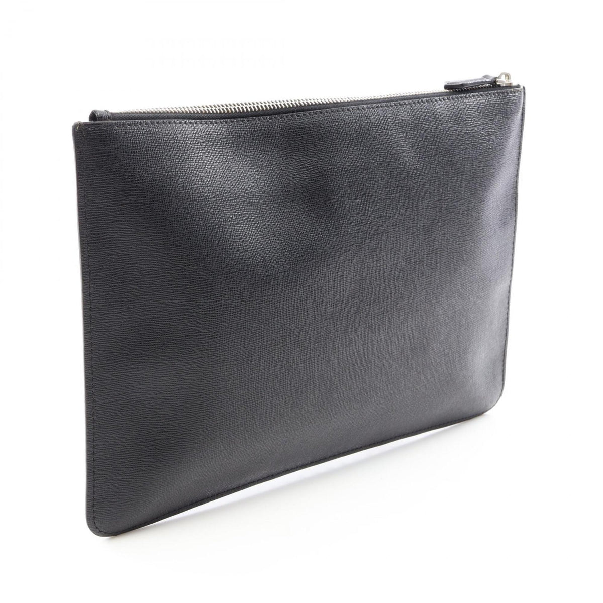 Fendi Black Leather Clutch Bag Handbag (Pre-Owned)